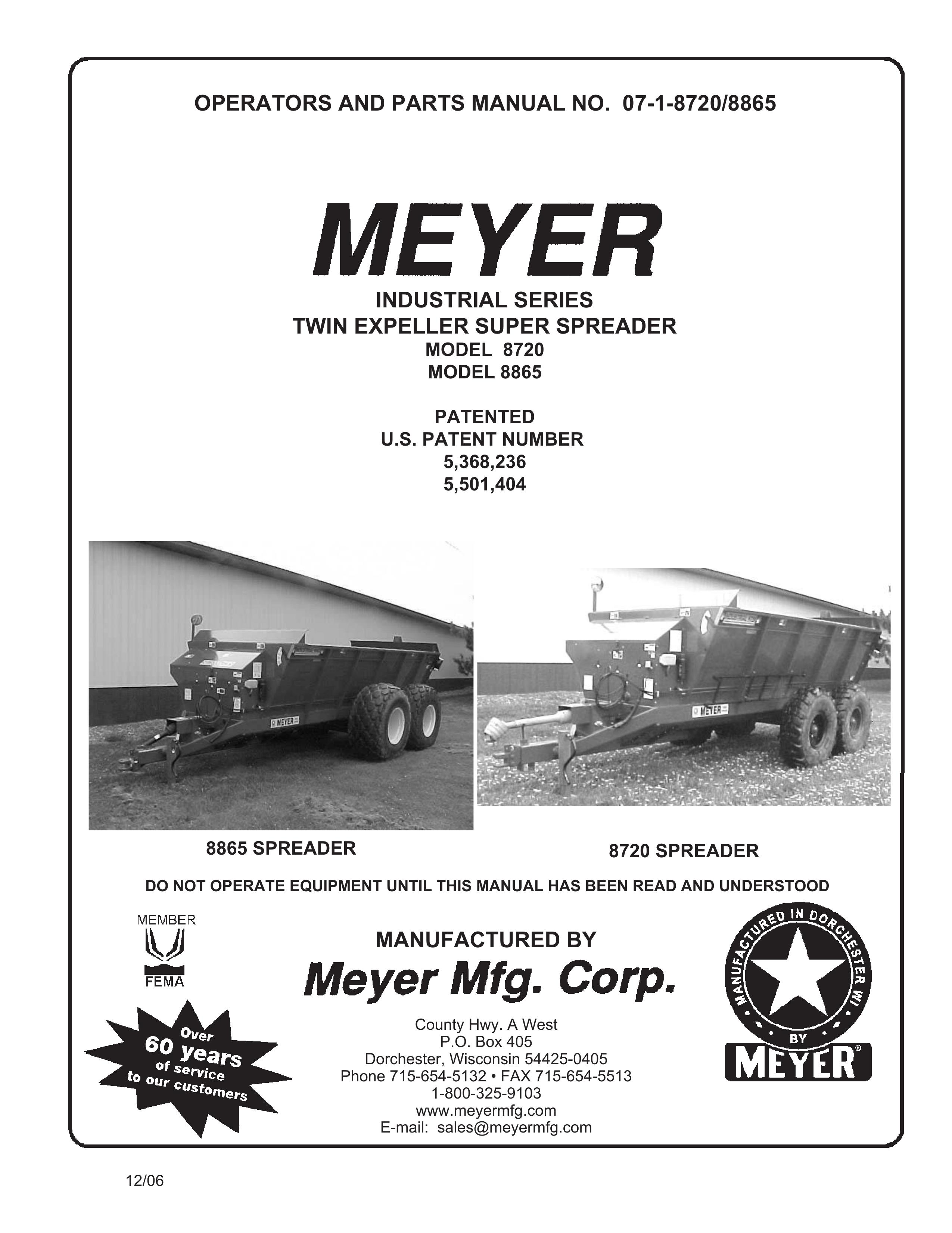 Meyer 8720 Spreader User Manual