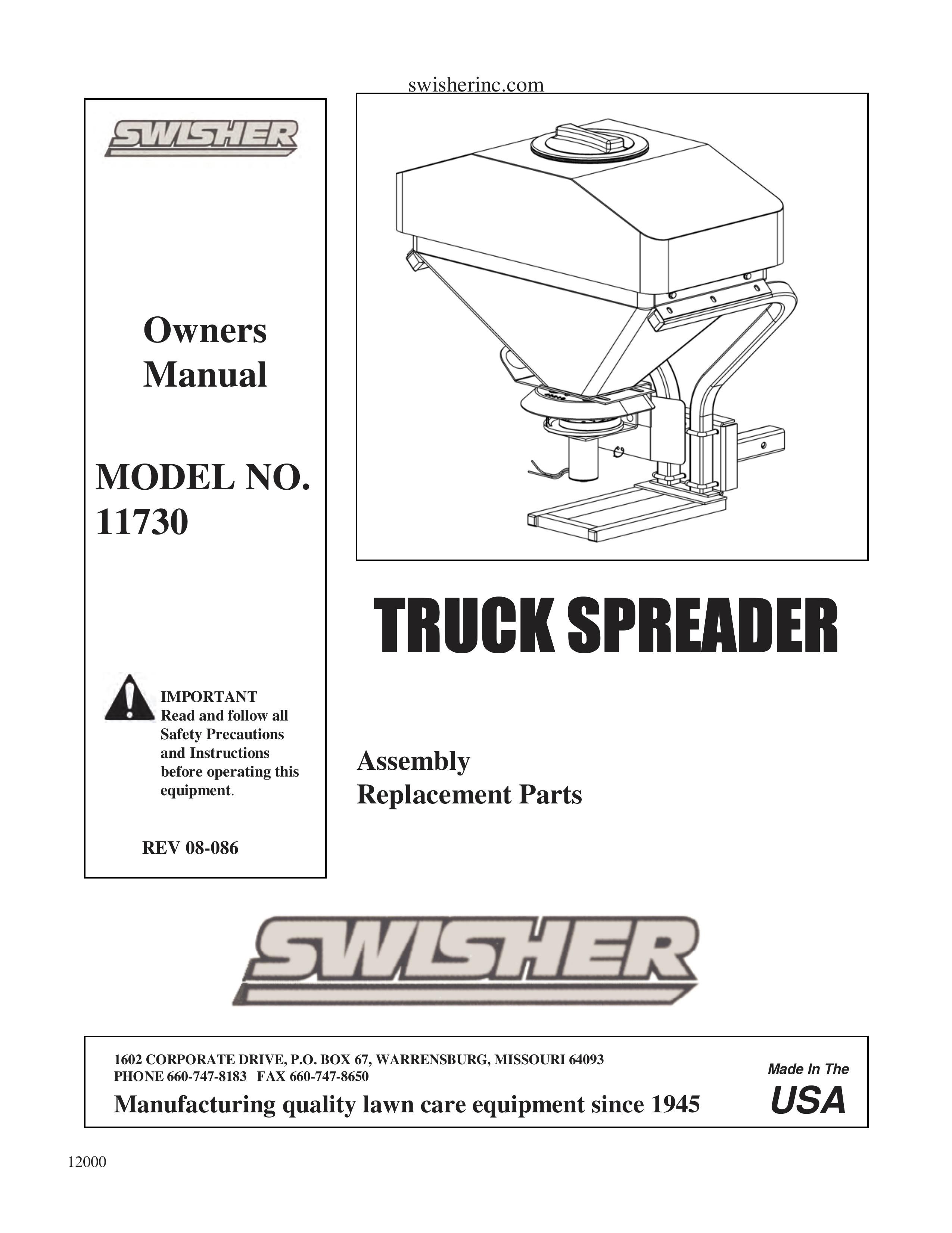 Swisher 11730 Spreader User Manual