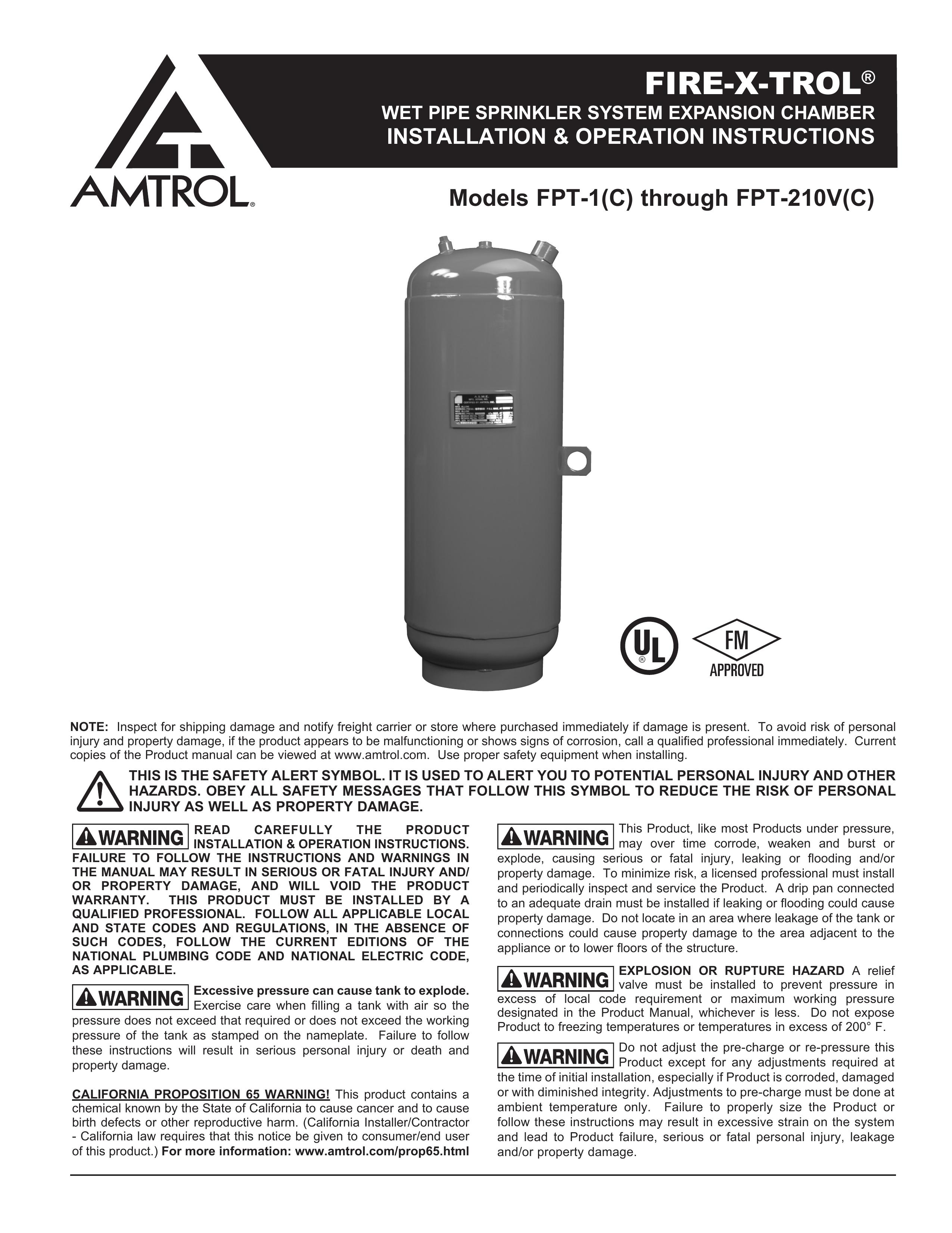 Amtrol fpt-1 Sprinkler User Manual