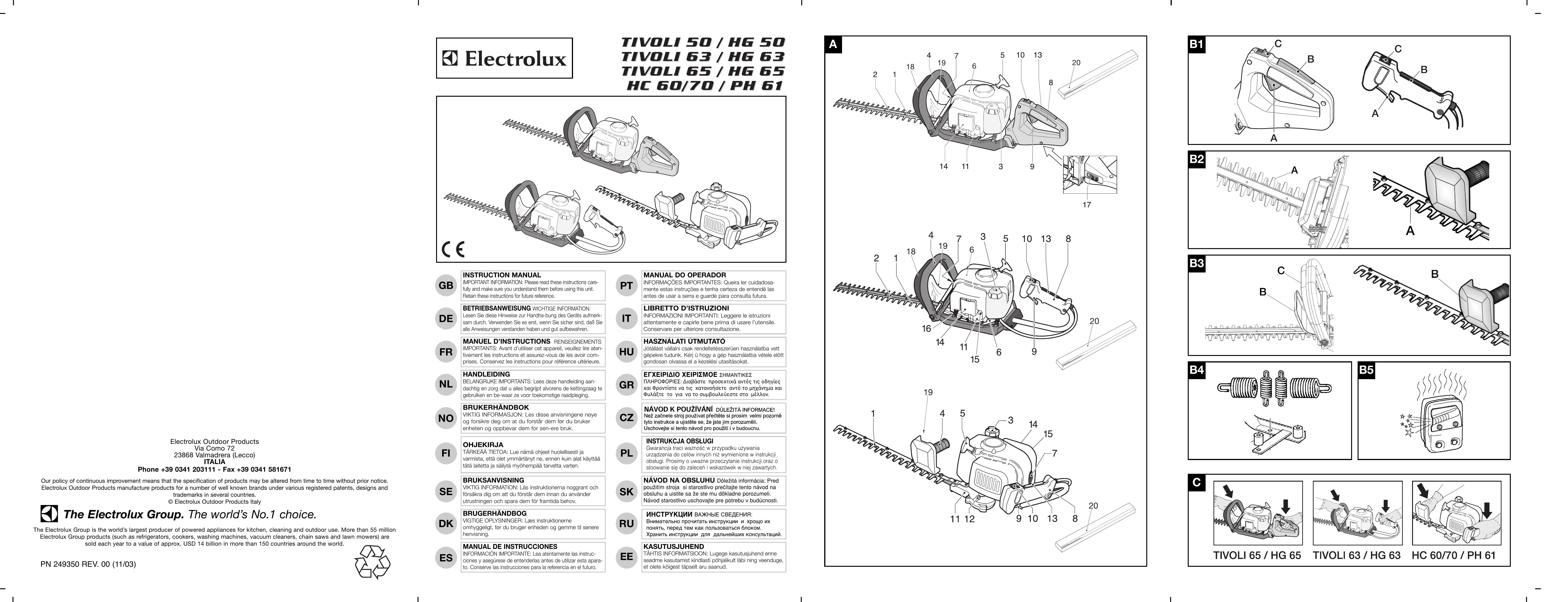 Electrolux HG 65 HC 60 Sprinkler User Manual