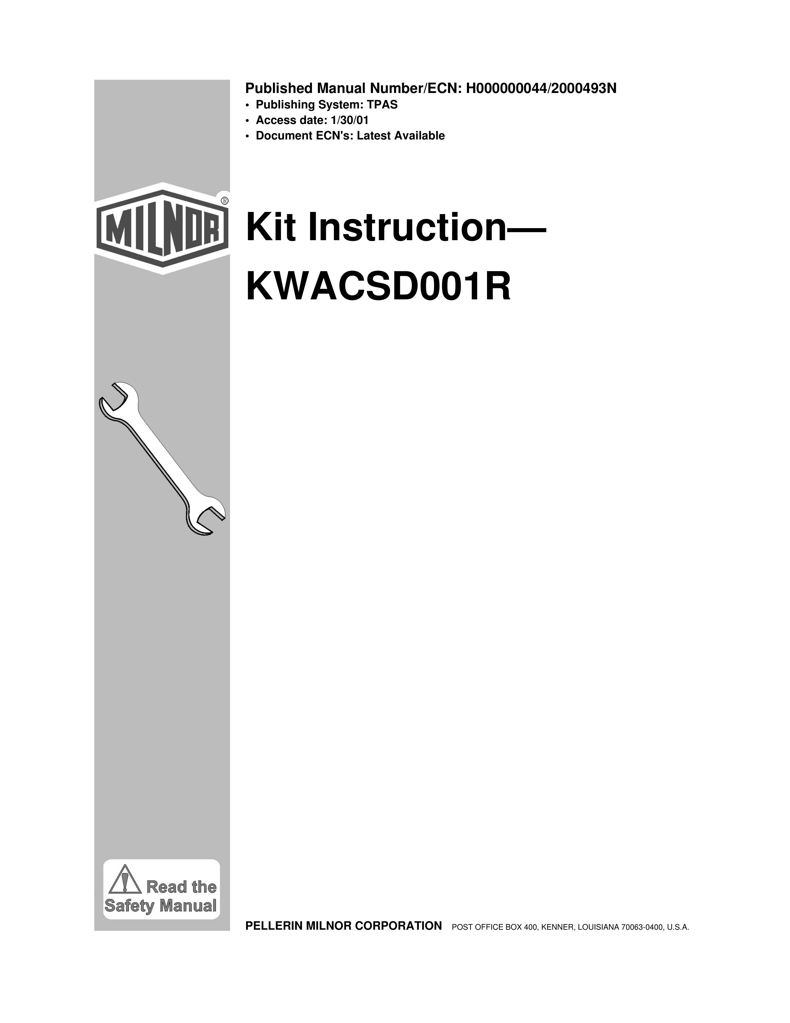 Milnor KWACSD001R Sprinkler User Manual