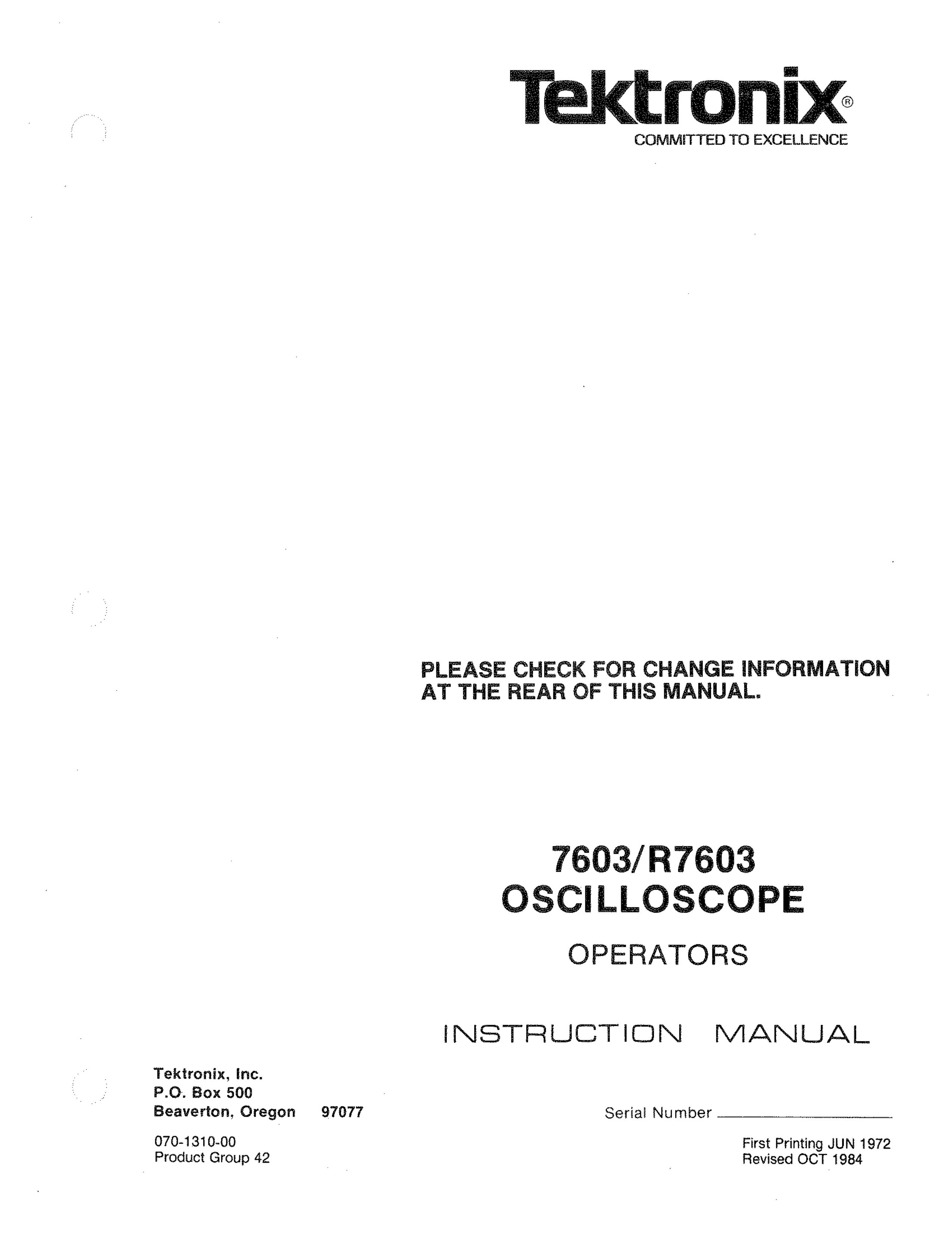 Tektronix 7603 Sprinkler User Manual