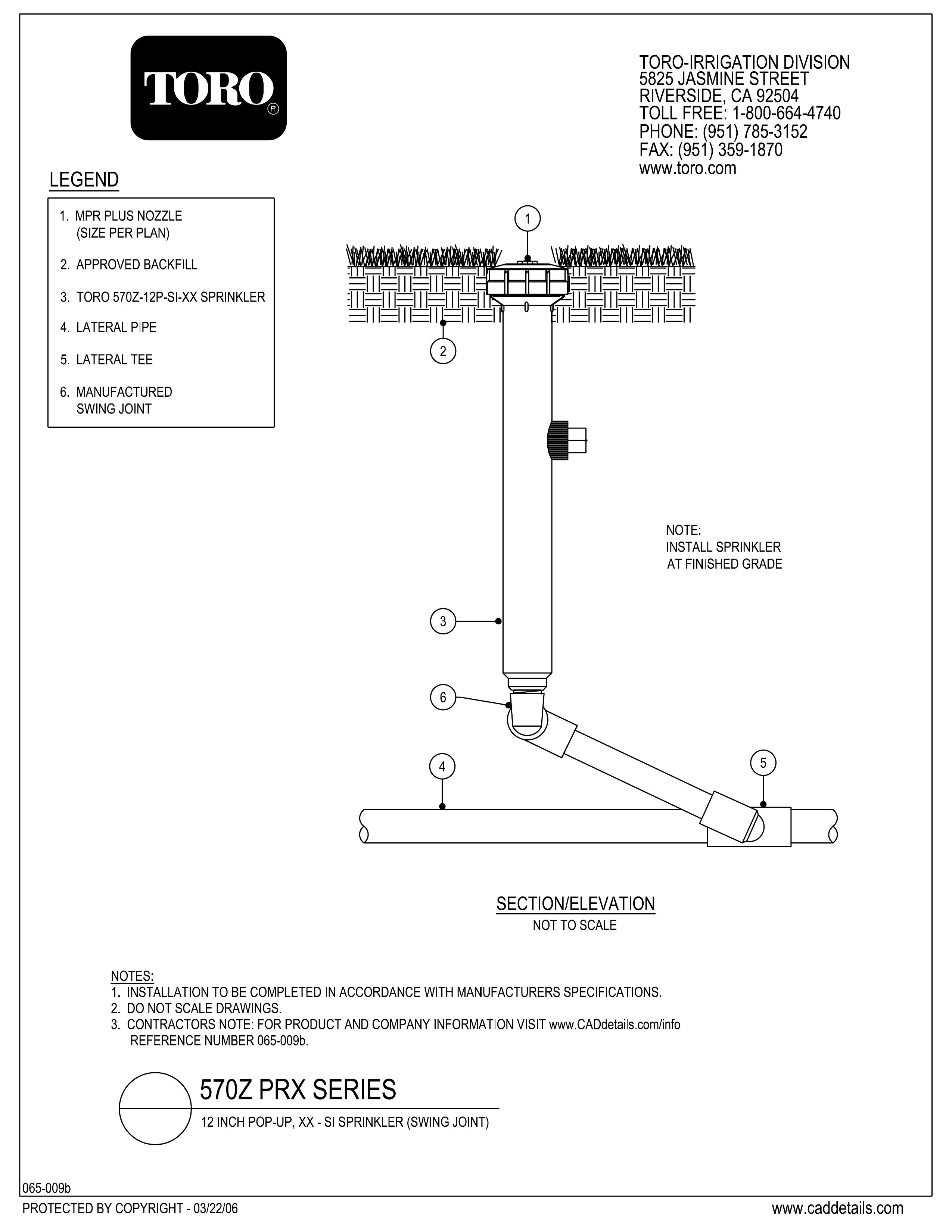Toro 570Z PRX Sprinkler User Manual