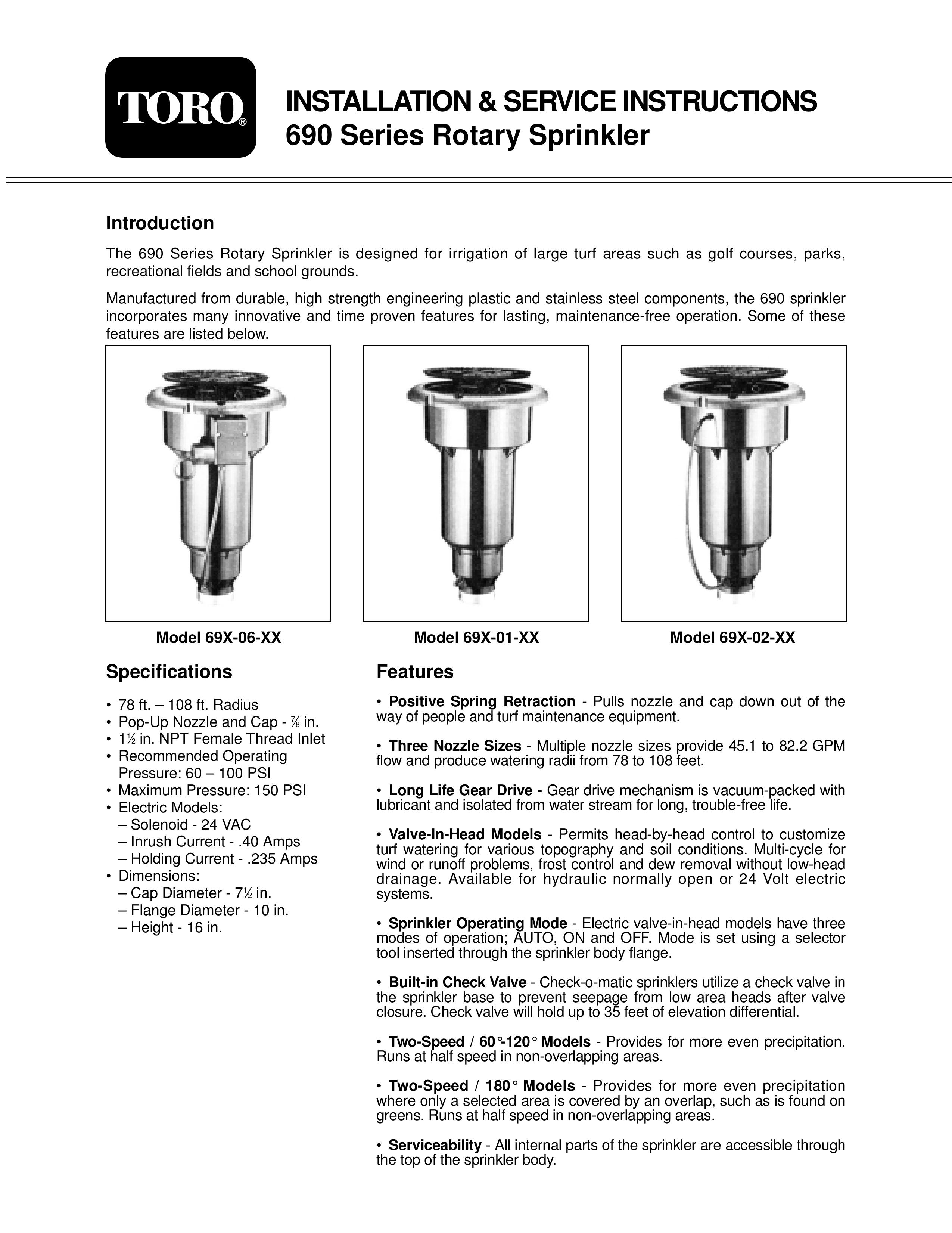 Toro 69X-02-XX Sprinkler User Manual
