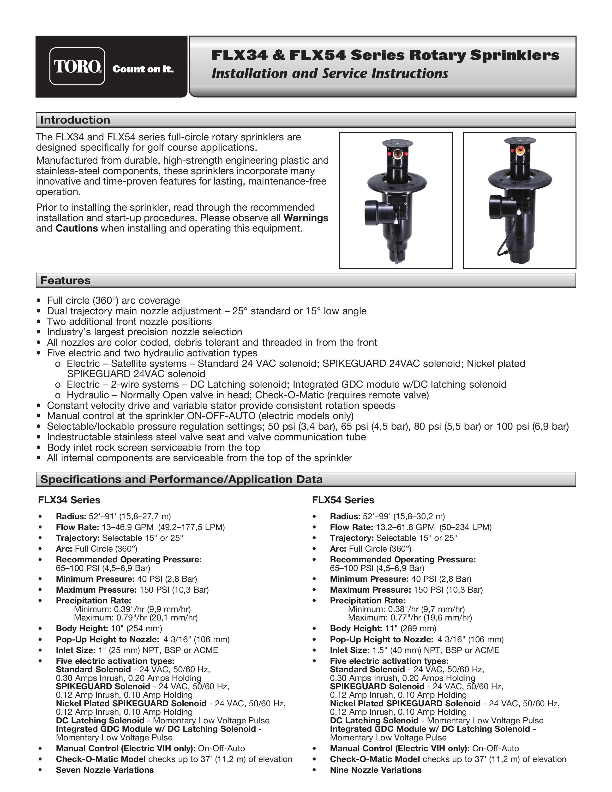 Toro FLX34 Sprinkler User Manual
