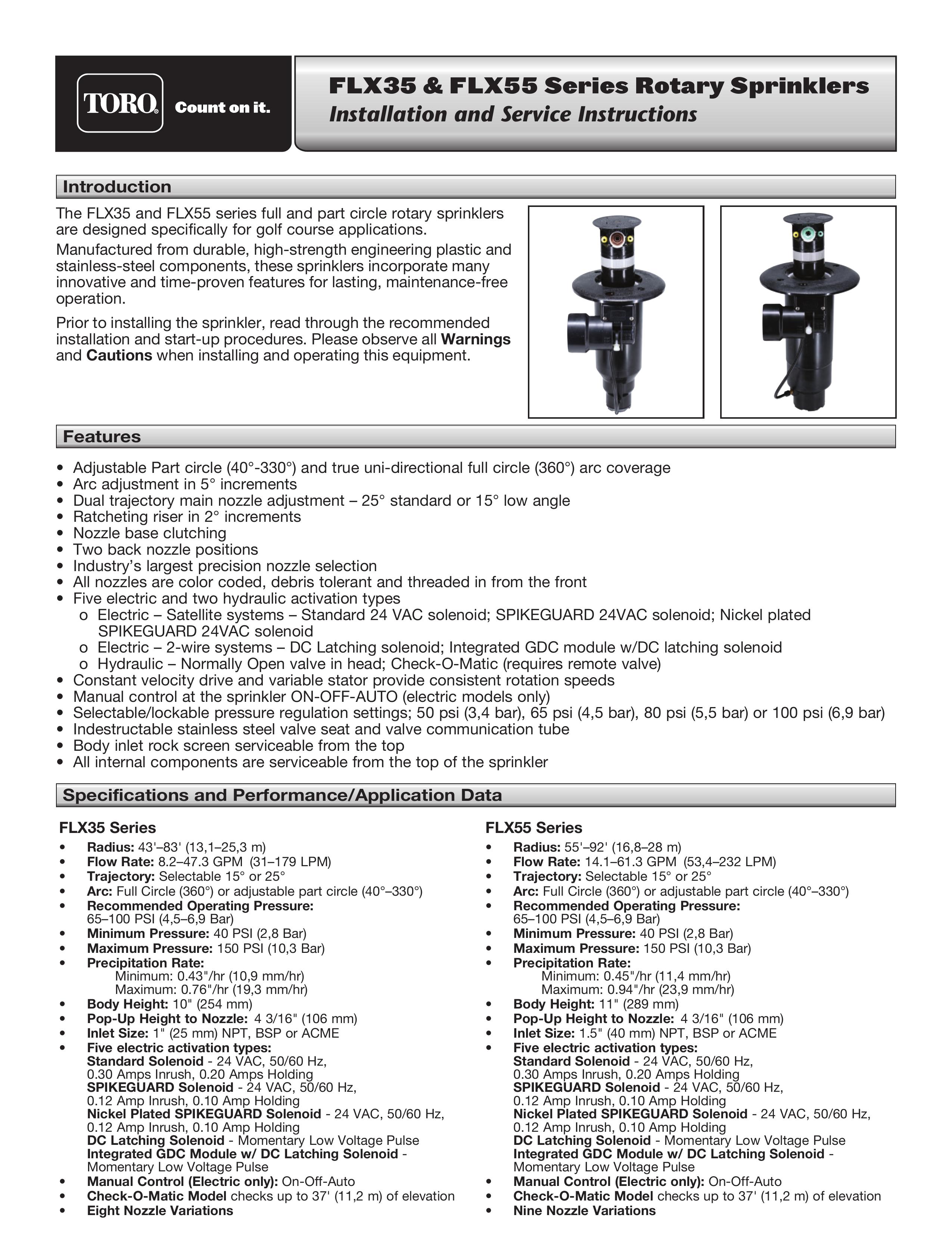 Toro FLX35 Sprinkler User Manual