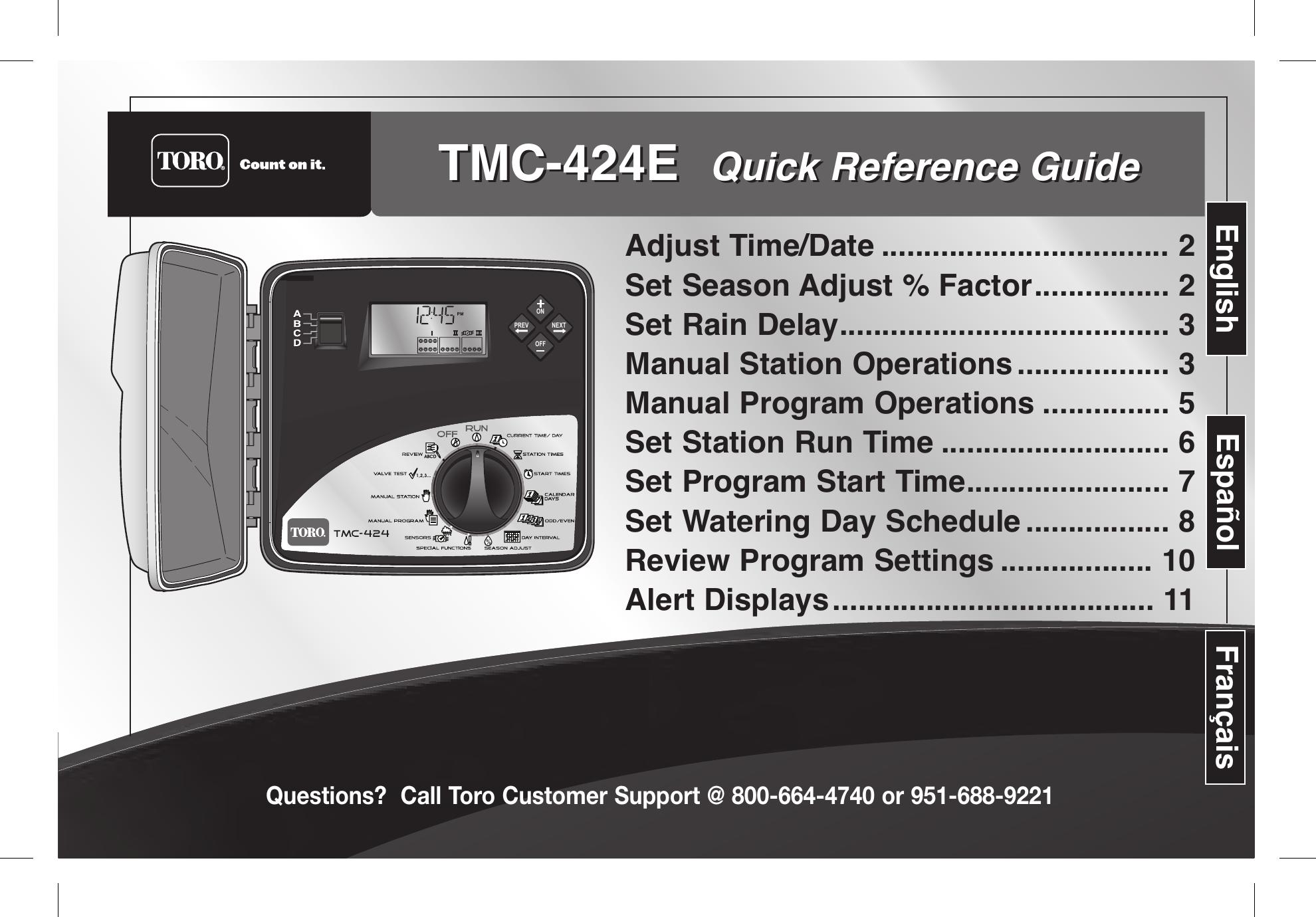 Toro TMC-424E Sprinkler User Manual