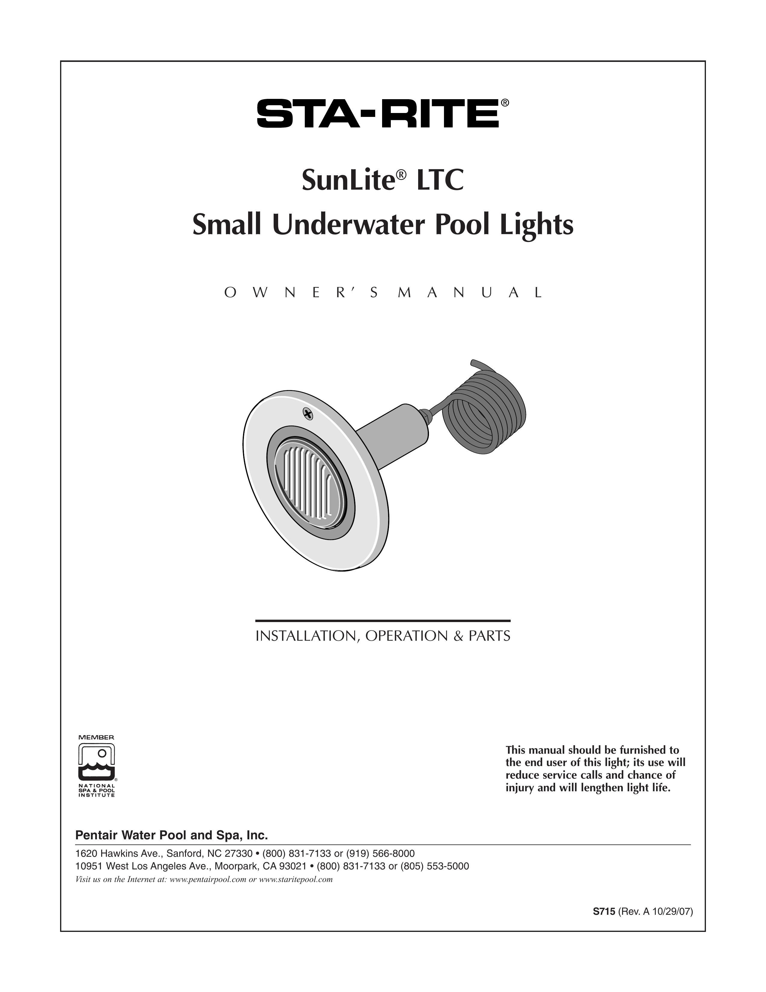 Pentair SunLite LTC Swimming Pool User Manual