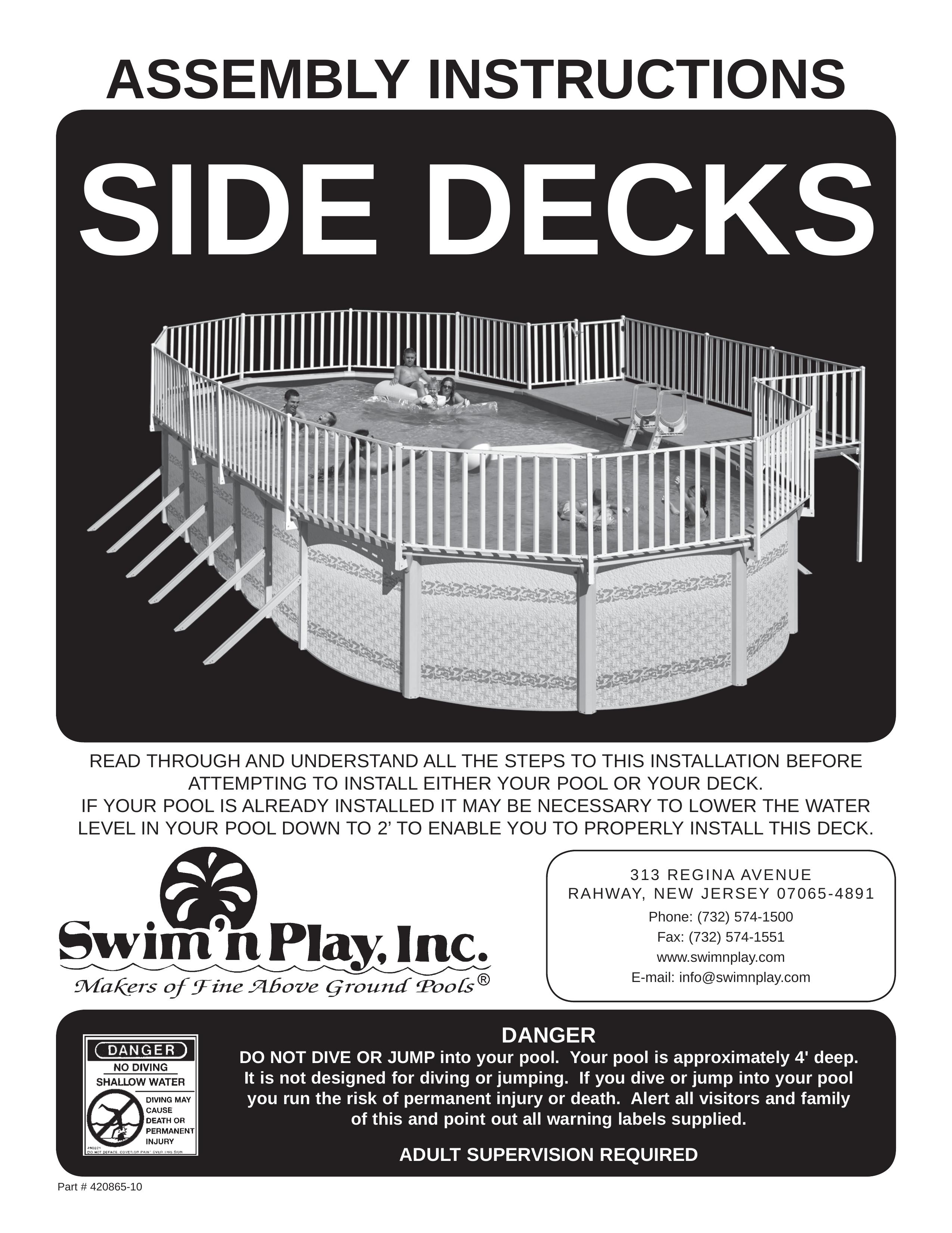 Swim'n Play side deck Swimming Pool User Manual