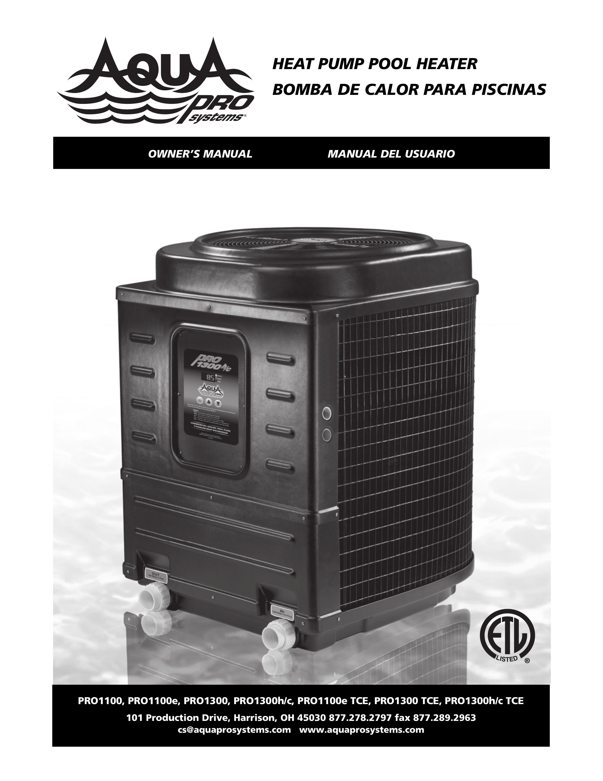 AquaPRO PRO1300h/c TCE Swimming Pool Heater User Manual