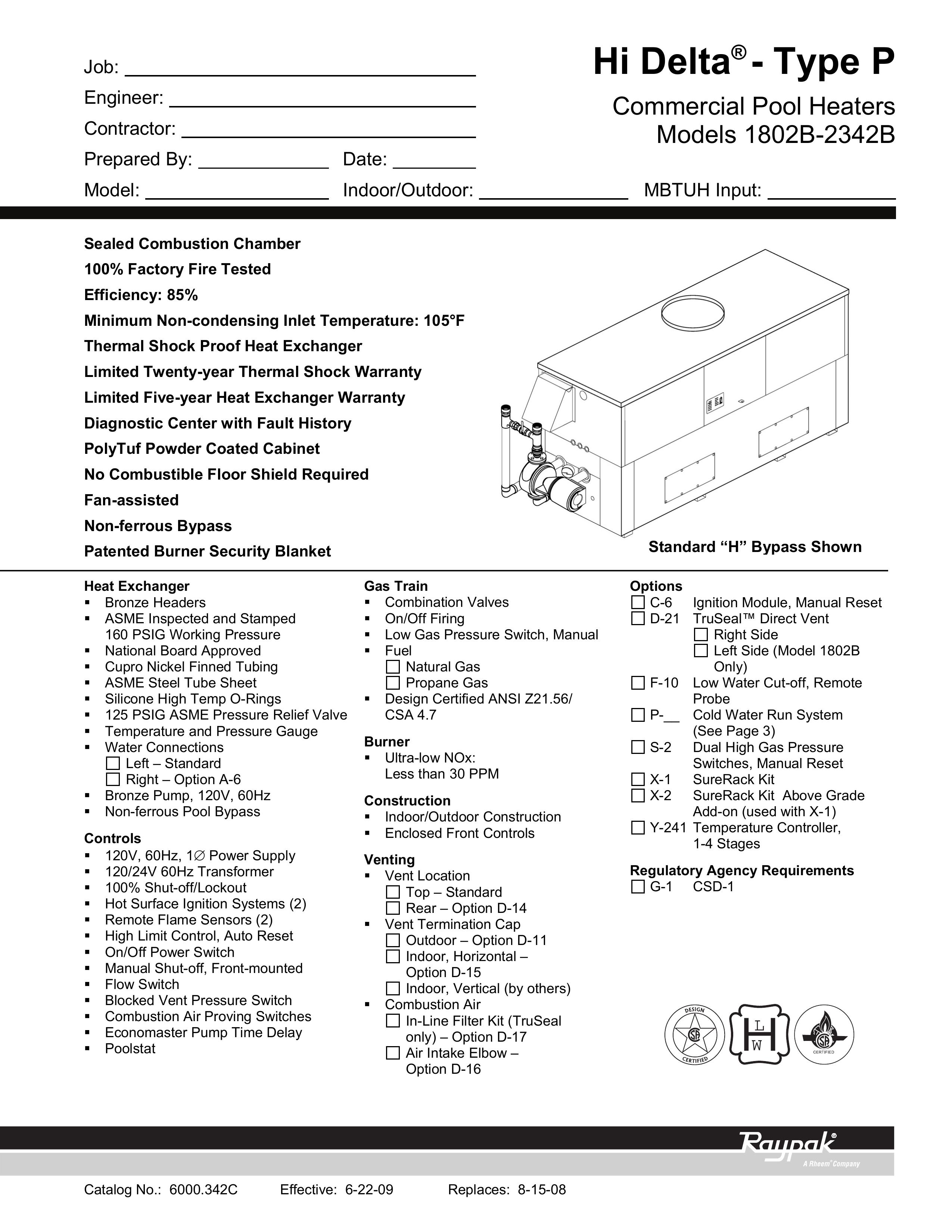 Raypak 1802B Swimming Pool Heater User Manual