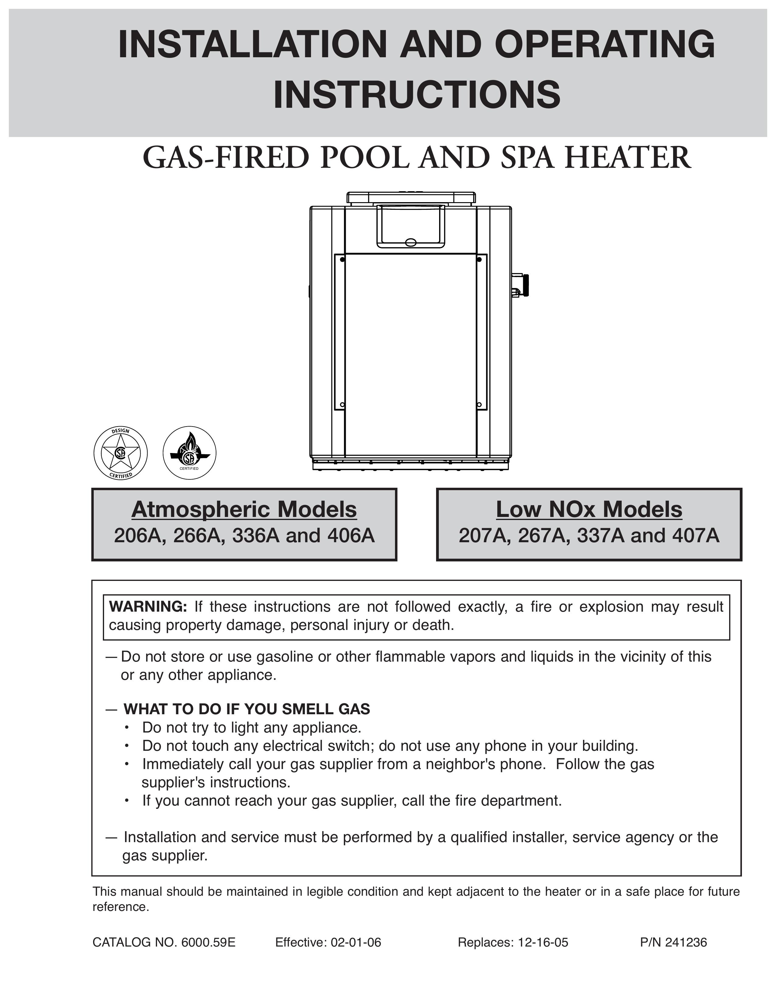 Raypak 207A Swimming Pool Heater User Manual
