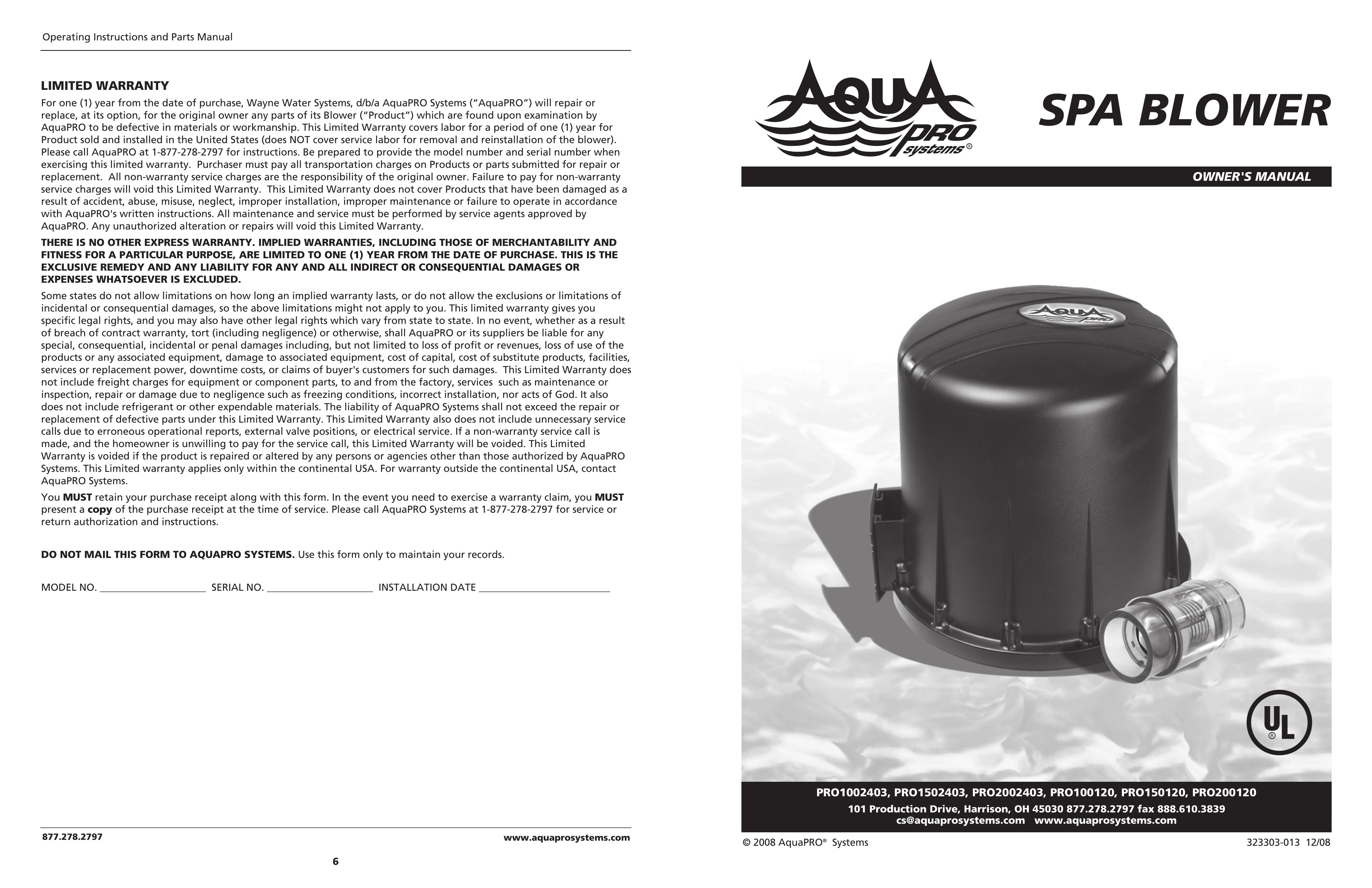 AquaPRO PRO100120 Swimming Pool Vacuum User Manual