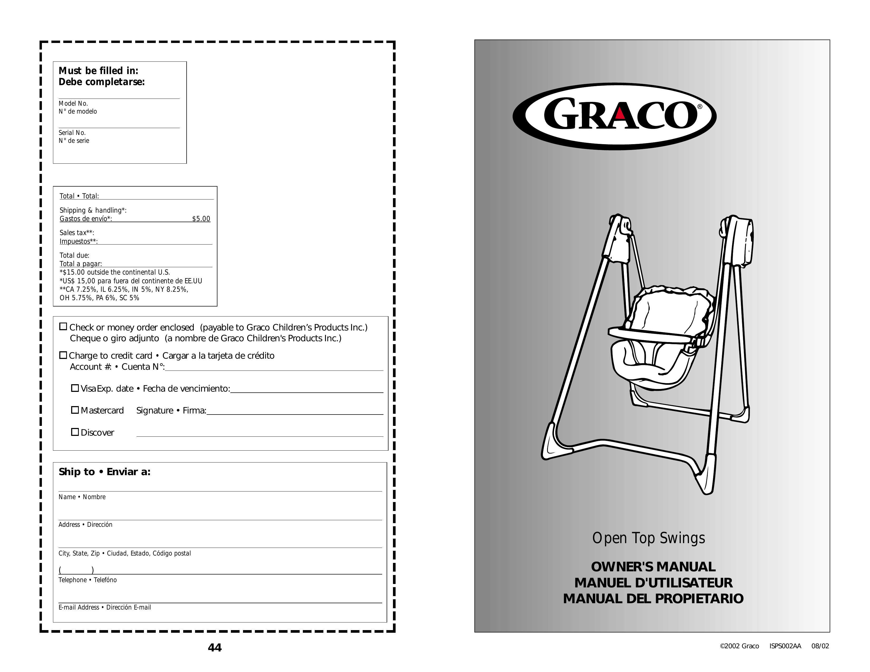 Graco Open Top Swings Swing Sets User Manual