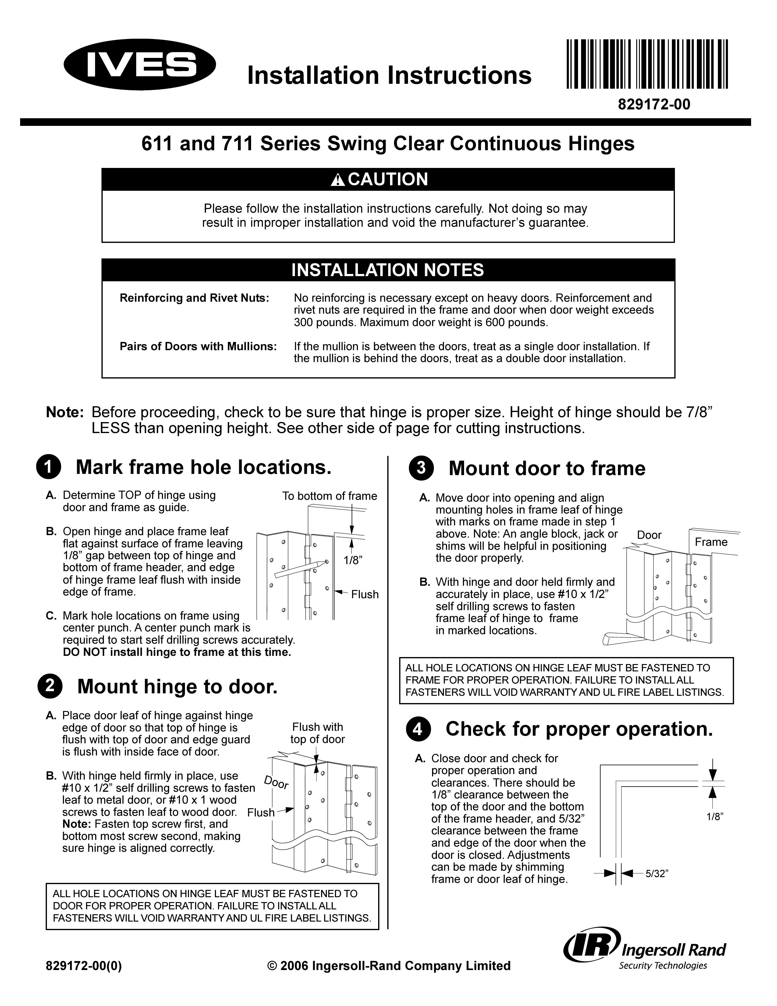 Ives 611 Series Swing Sets User Manual