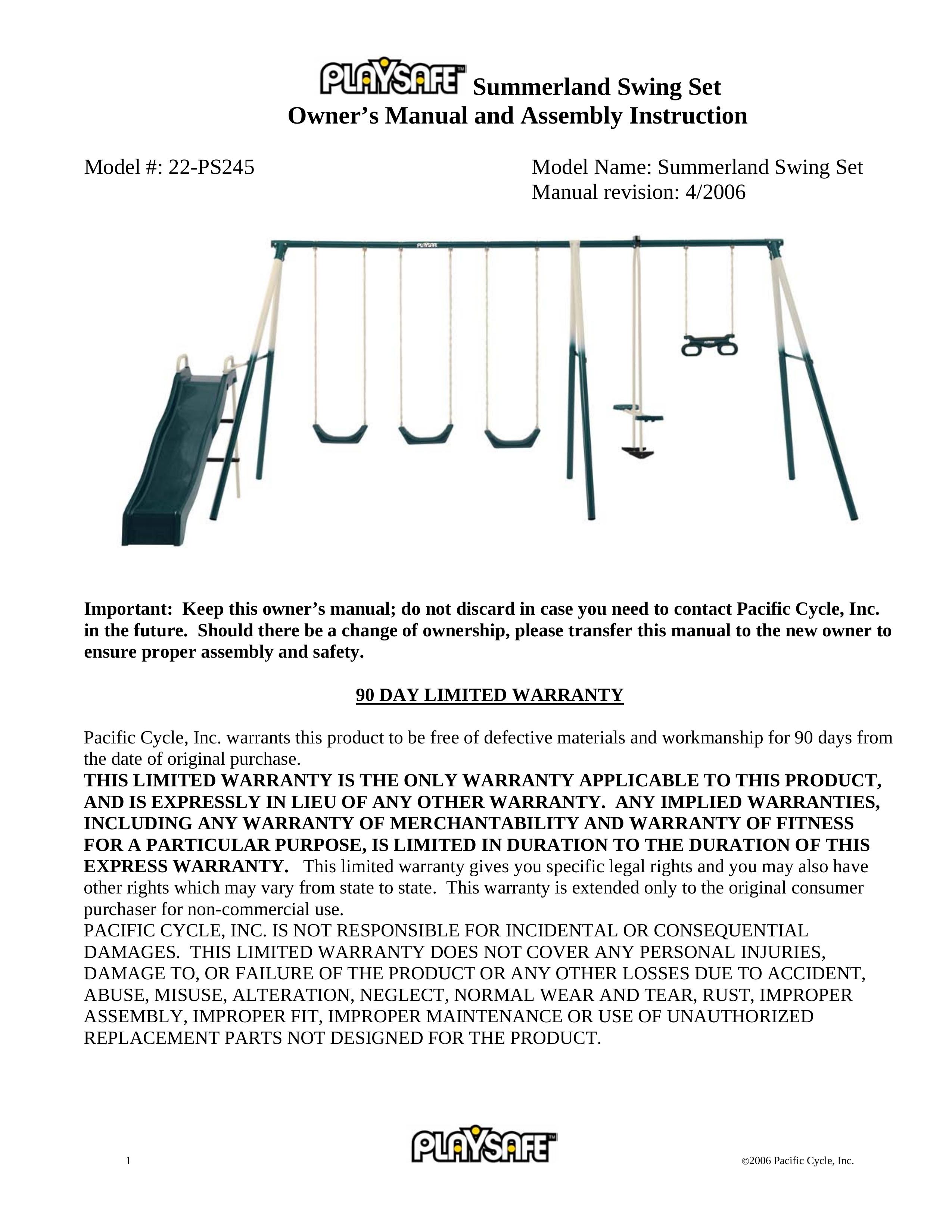 Pacific Cycle 22-PS245 Swing Sets User Manual