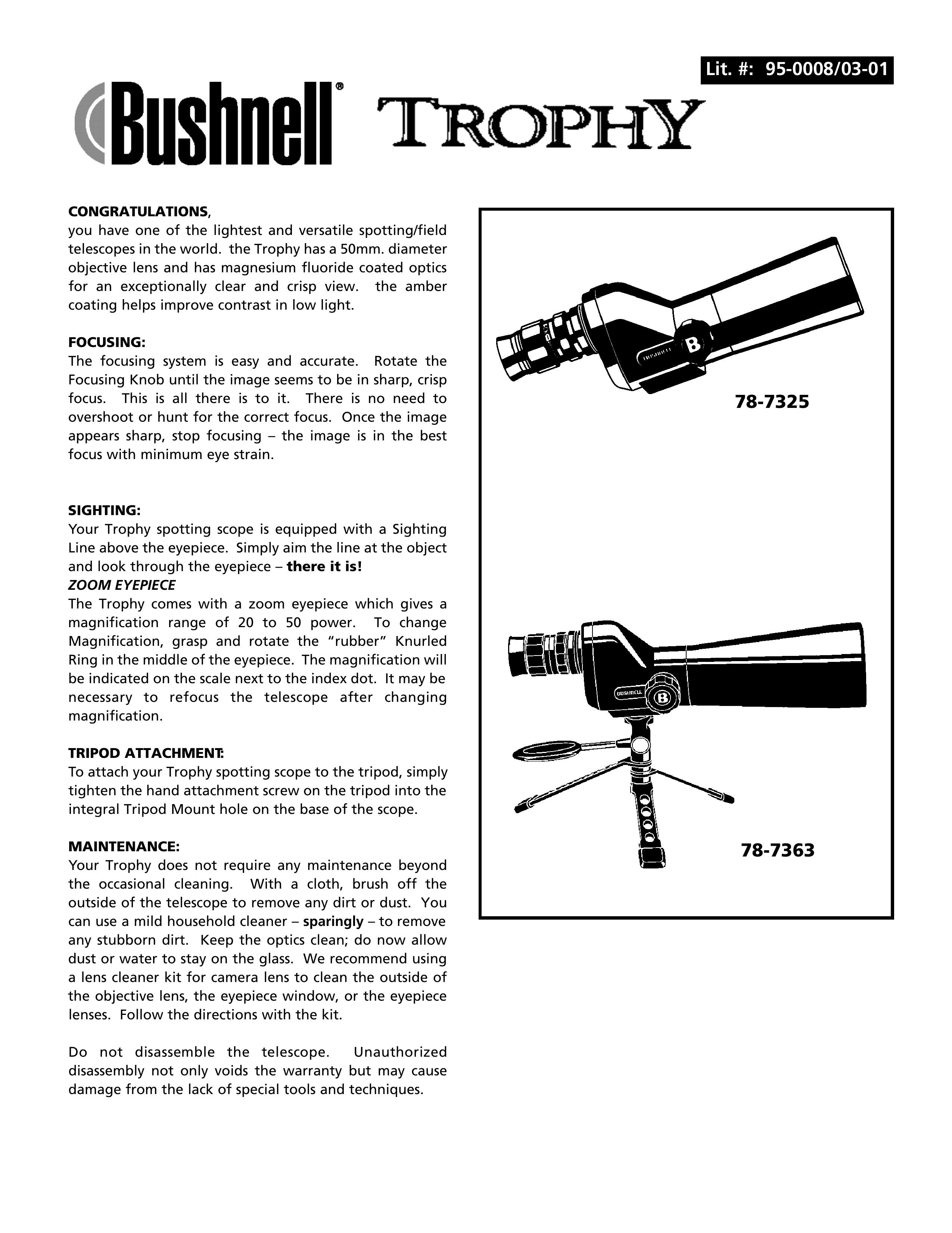 Bushnell 78-7325 Telescope User Manual