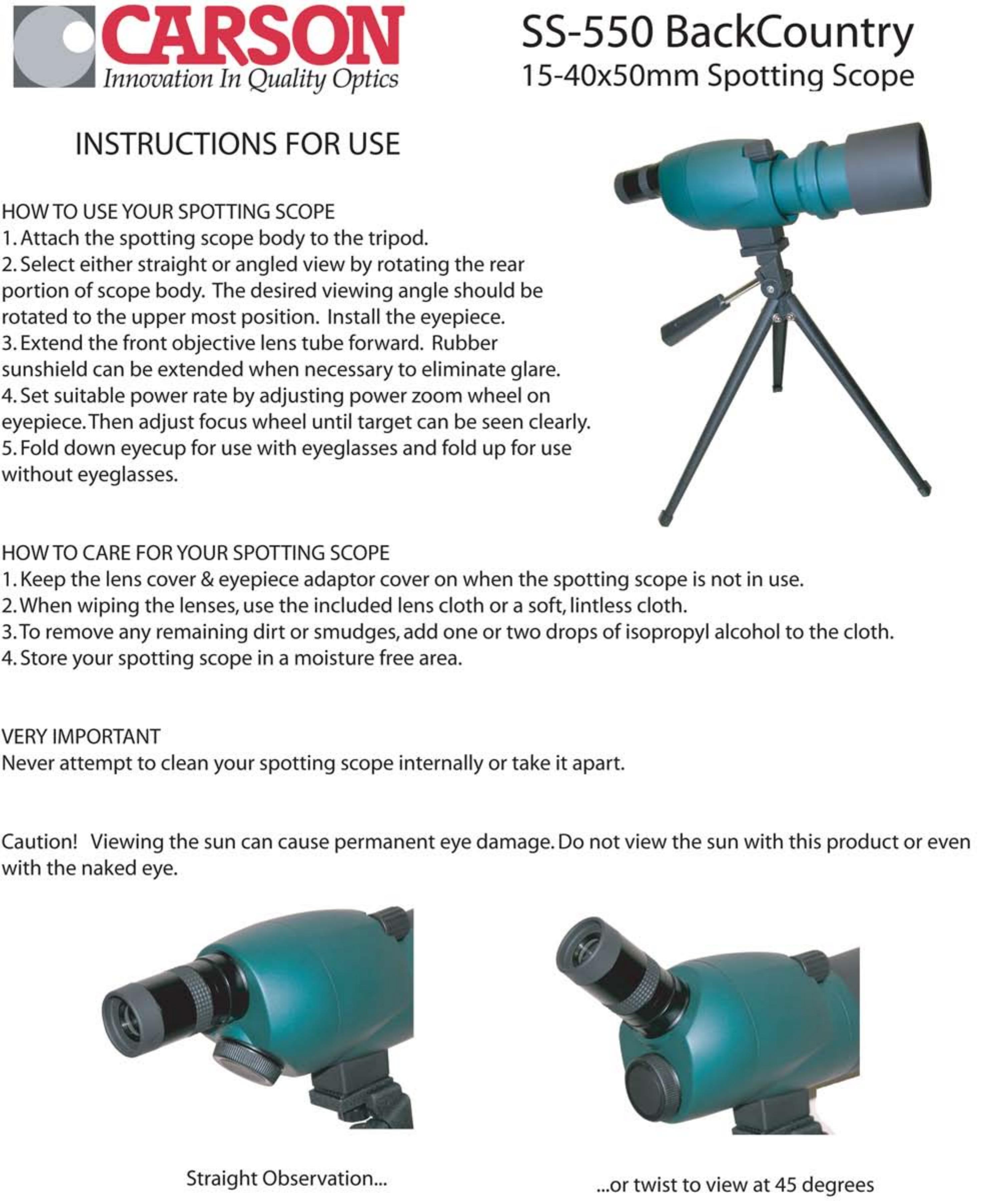 Carson Optical SS-550 Telescope User Manual