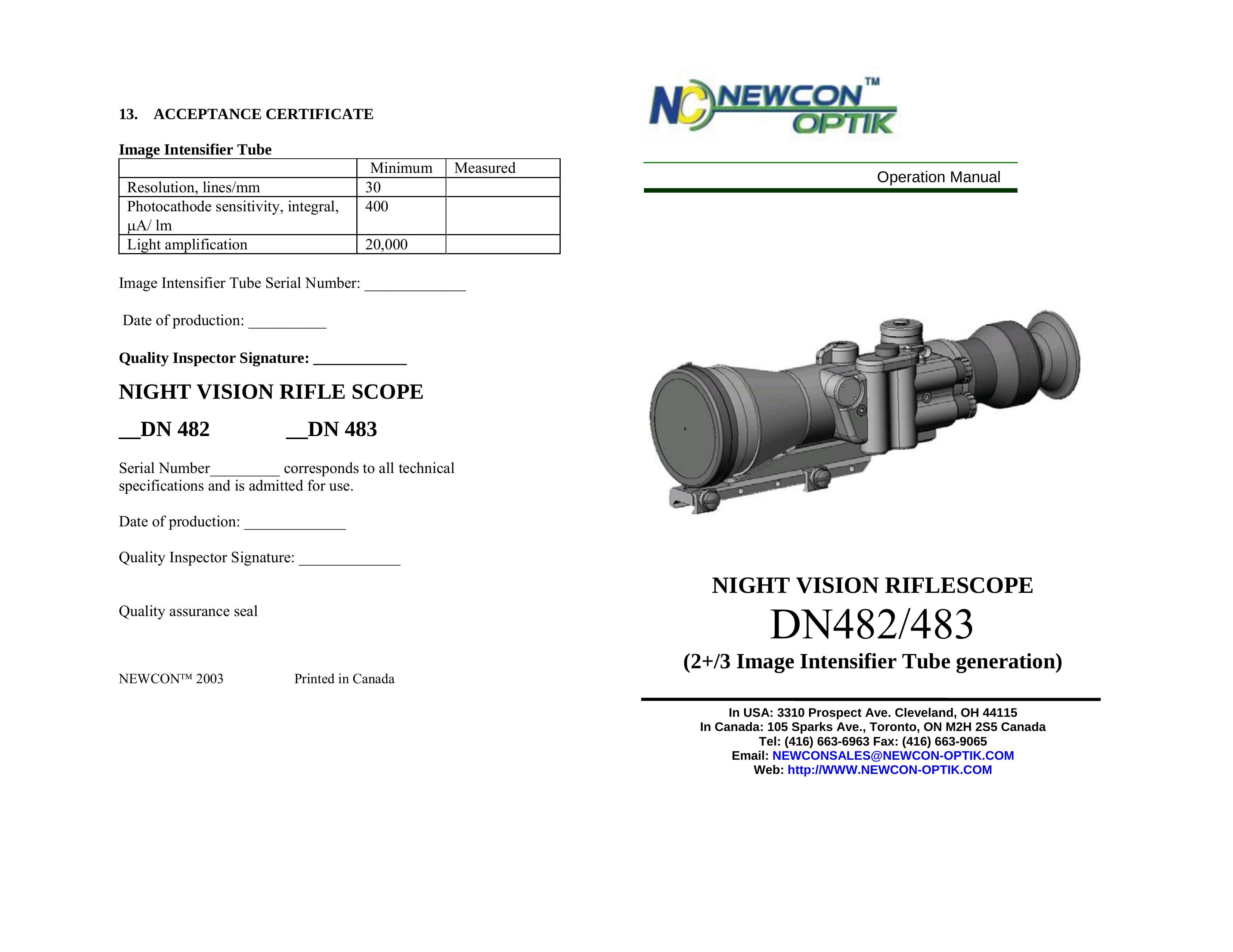 Newcon Optik DN482 Telescope User Manual