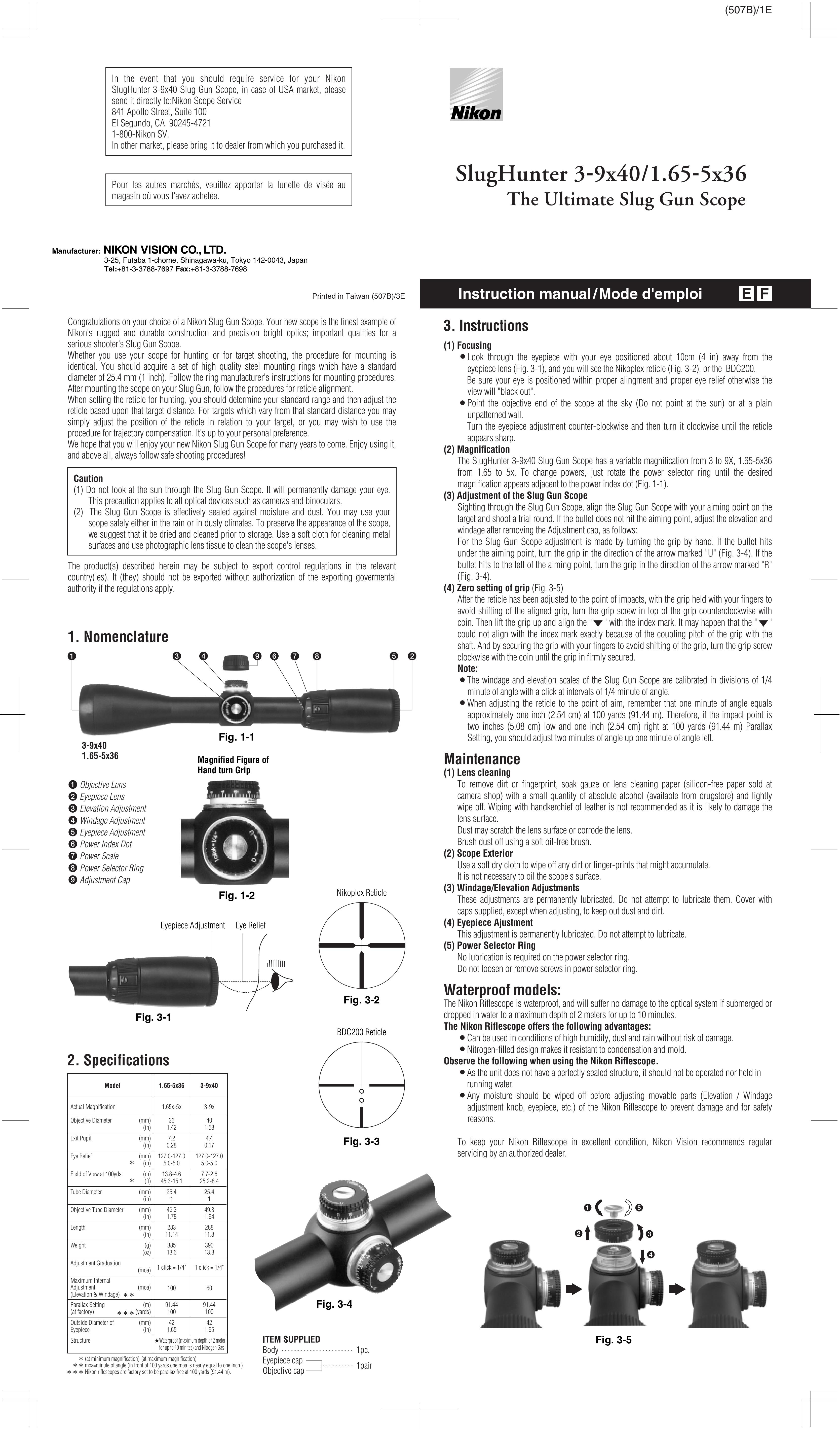 Nikon 3-9x40 Telescope User Manual