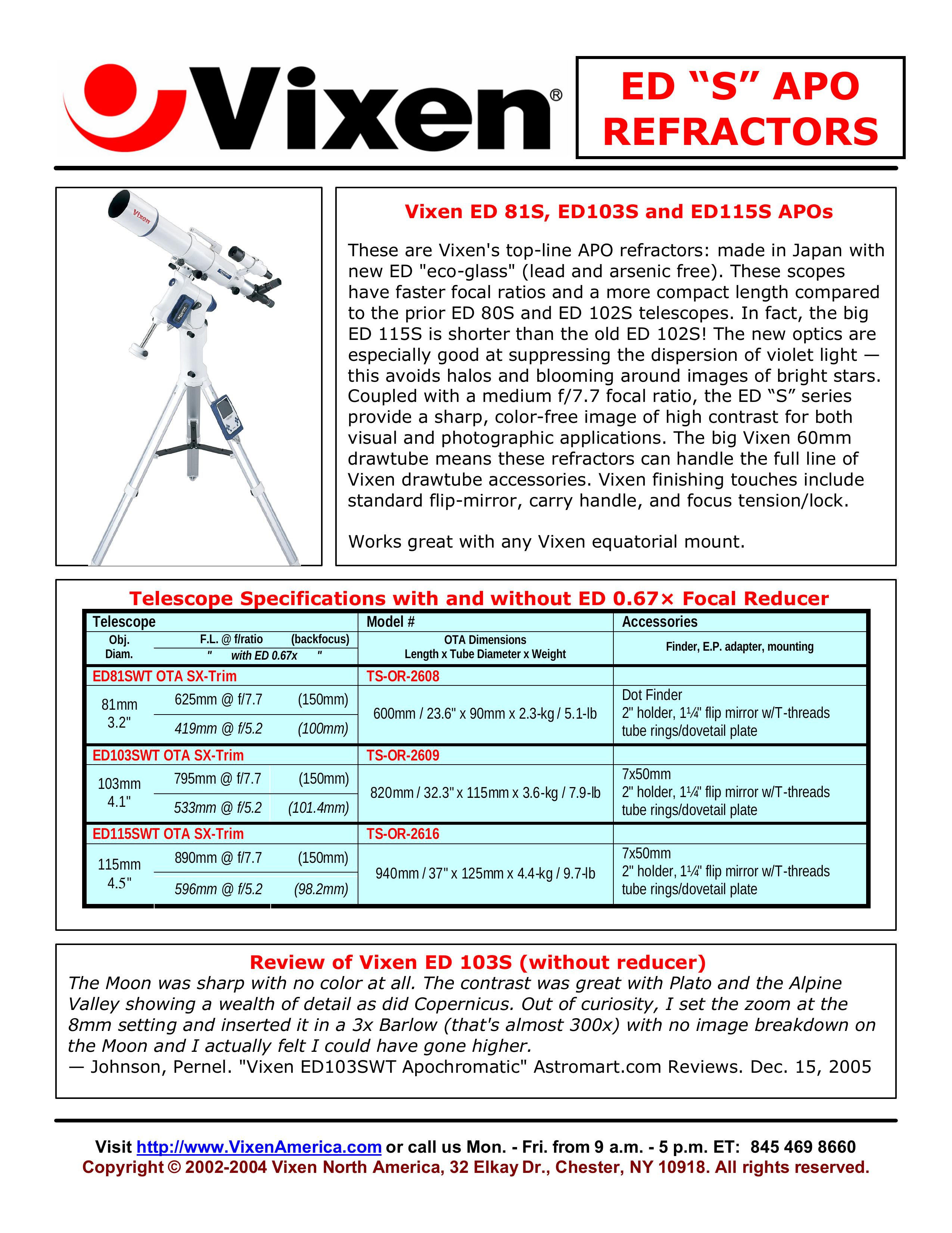 Vixen ED115S APOs Telescope User Manual