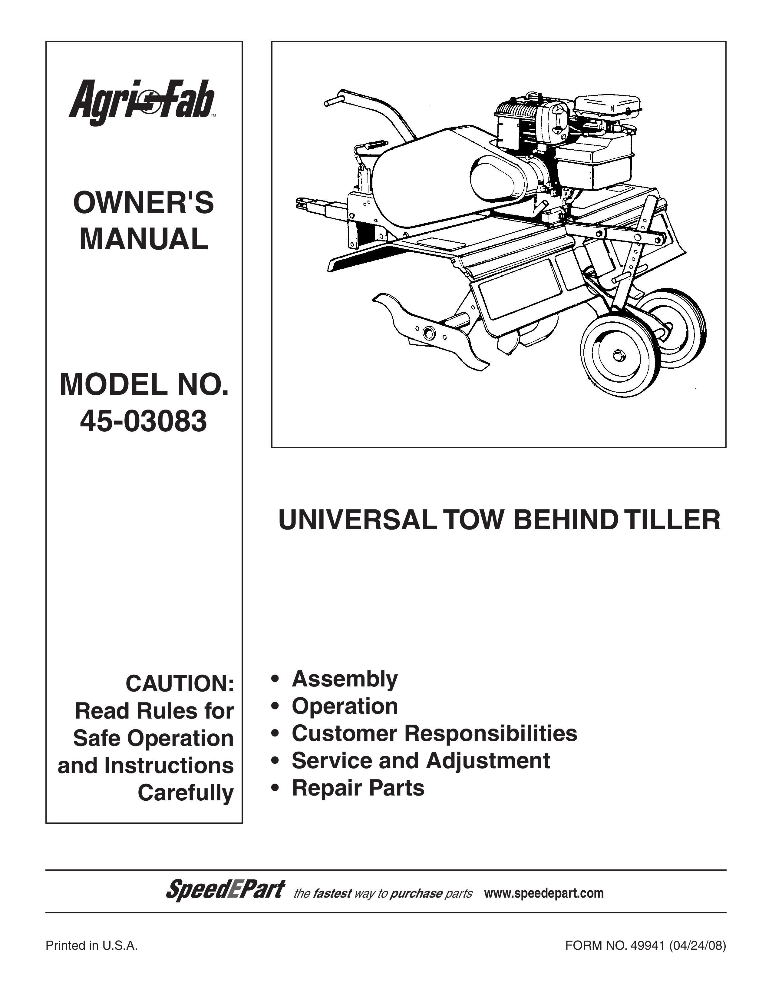 Agri-Fab 45-03083 Tiller User Manual