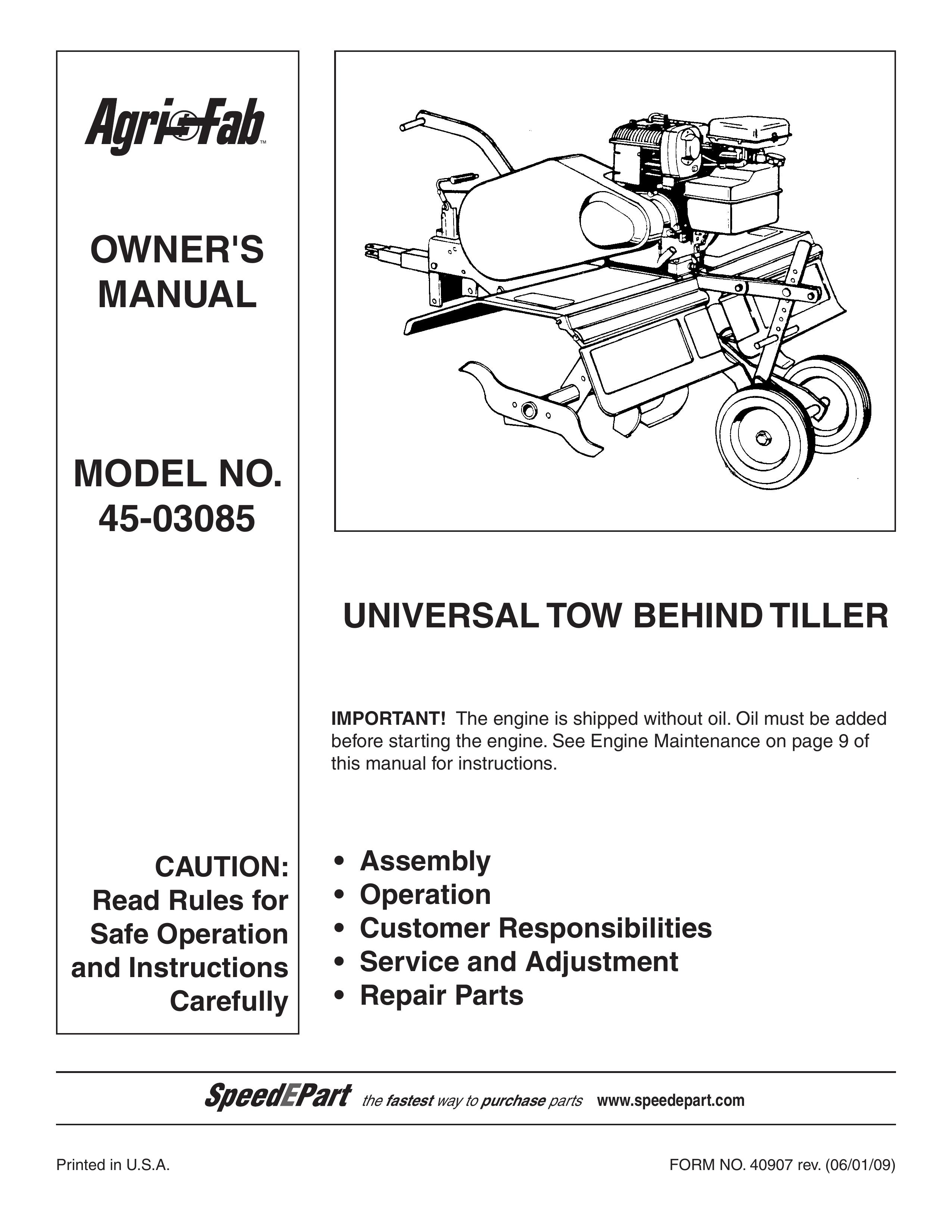 Agri-Fab 45-03085 Tiller User Manual