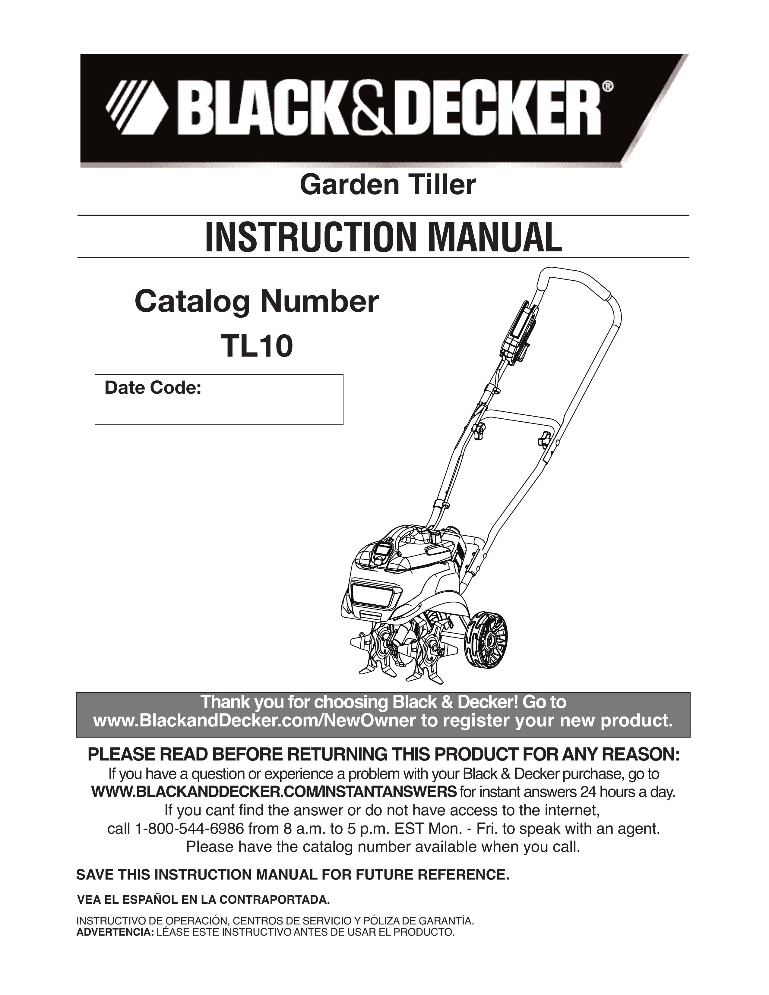 Black & Decker TL10 Tiller User Manual