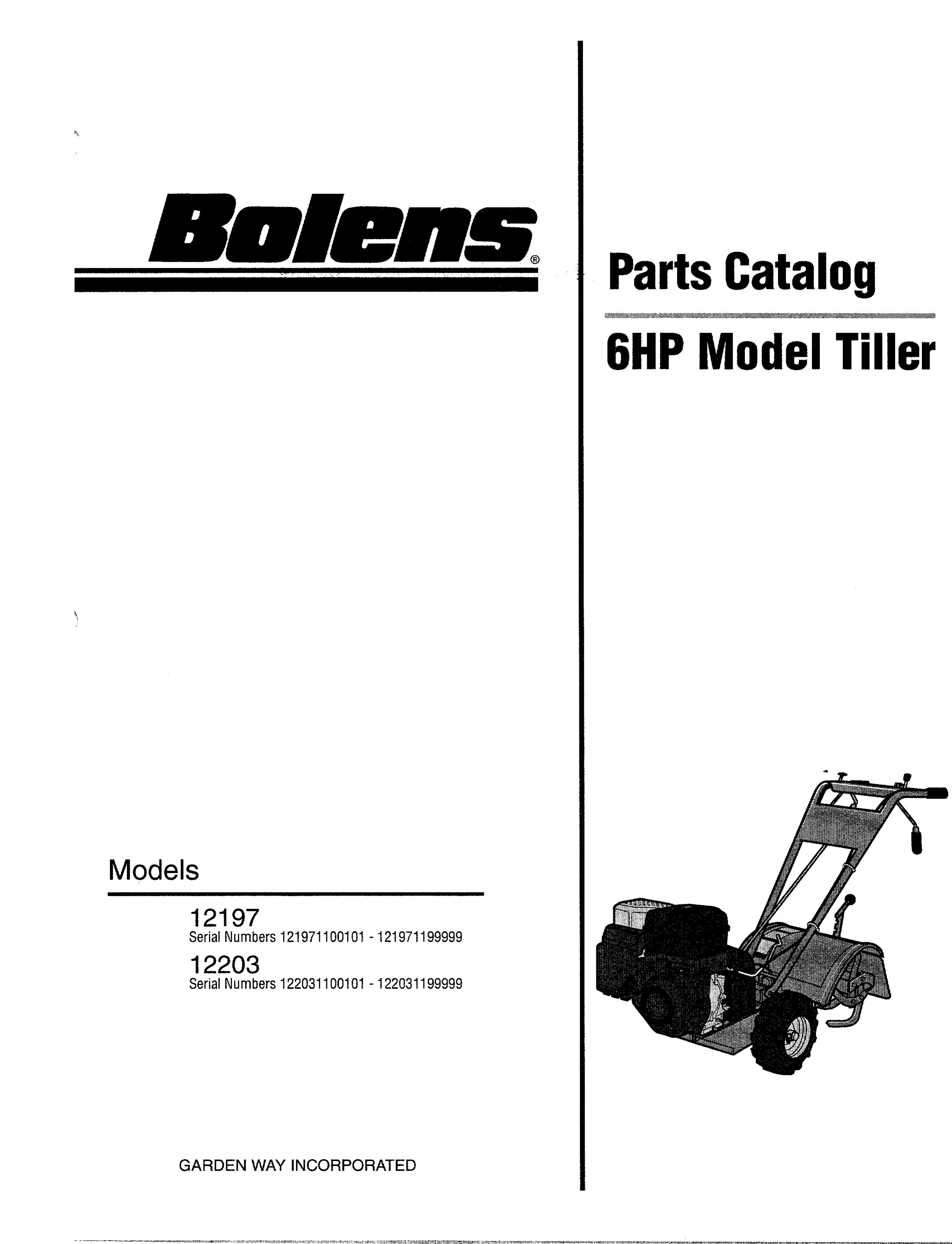 Bolens 12203 Tiller User Manual