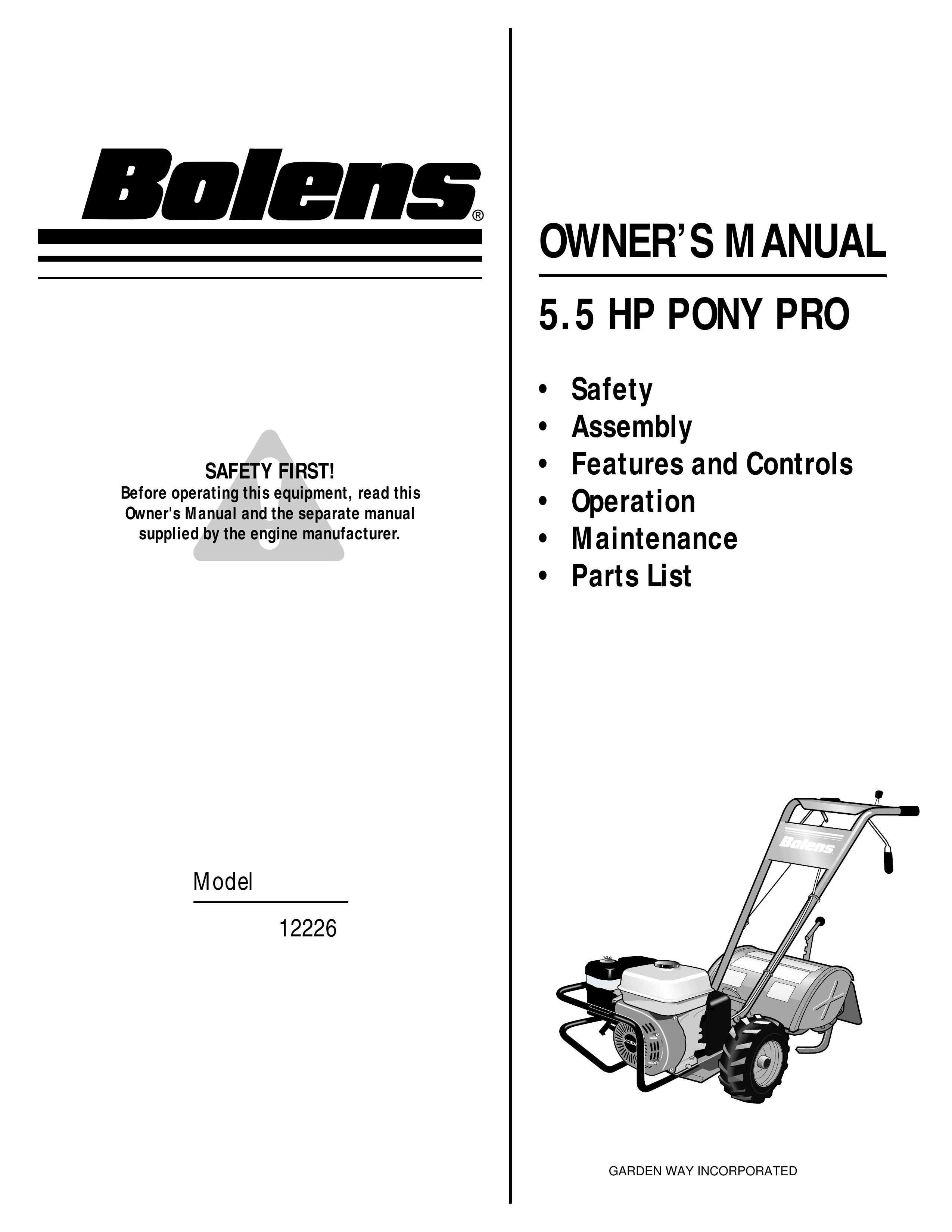 Bolens 12226 Tiller User Manual