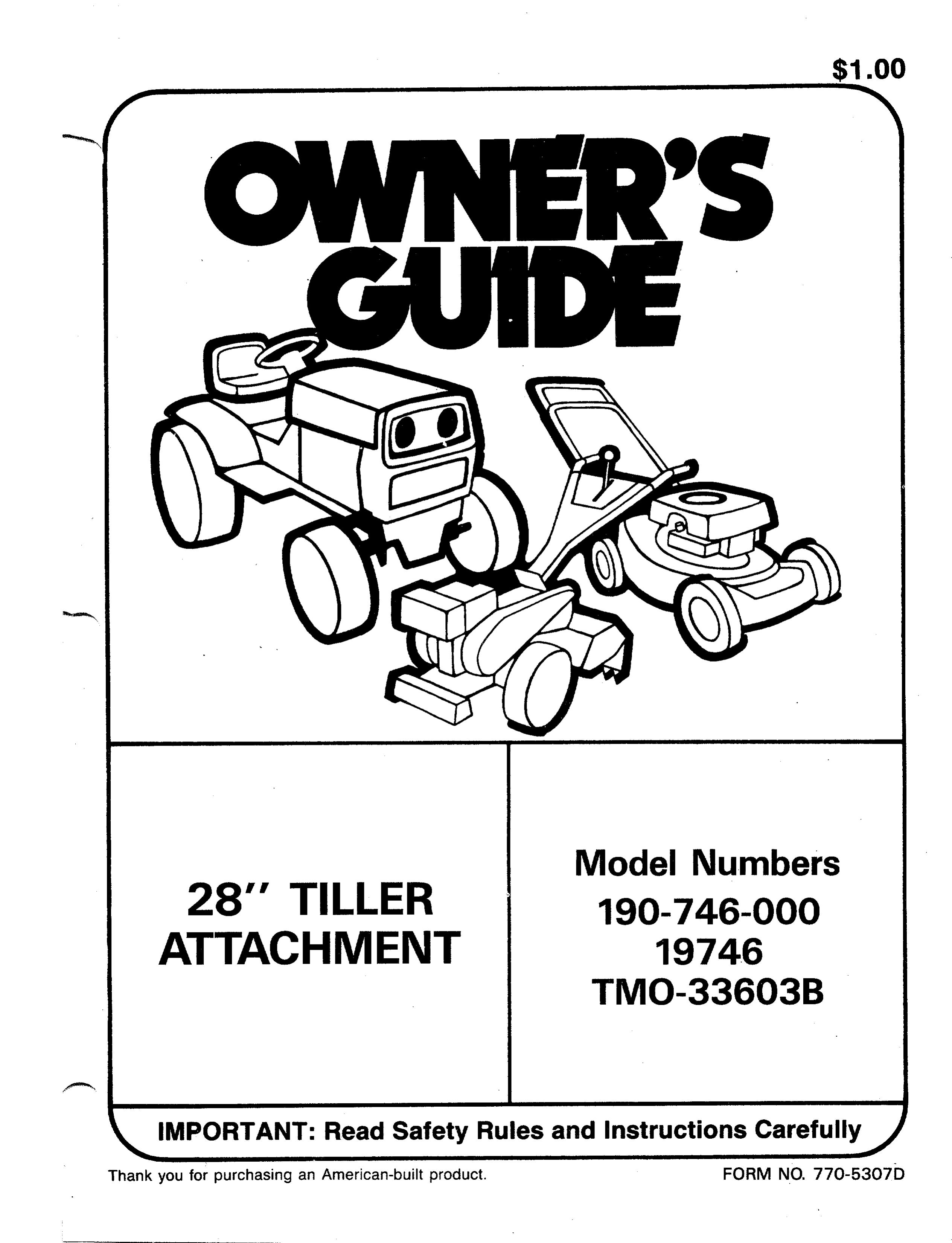Bolens 190-746-000 Tiller User Manual