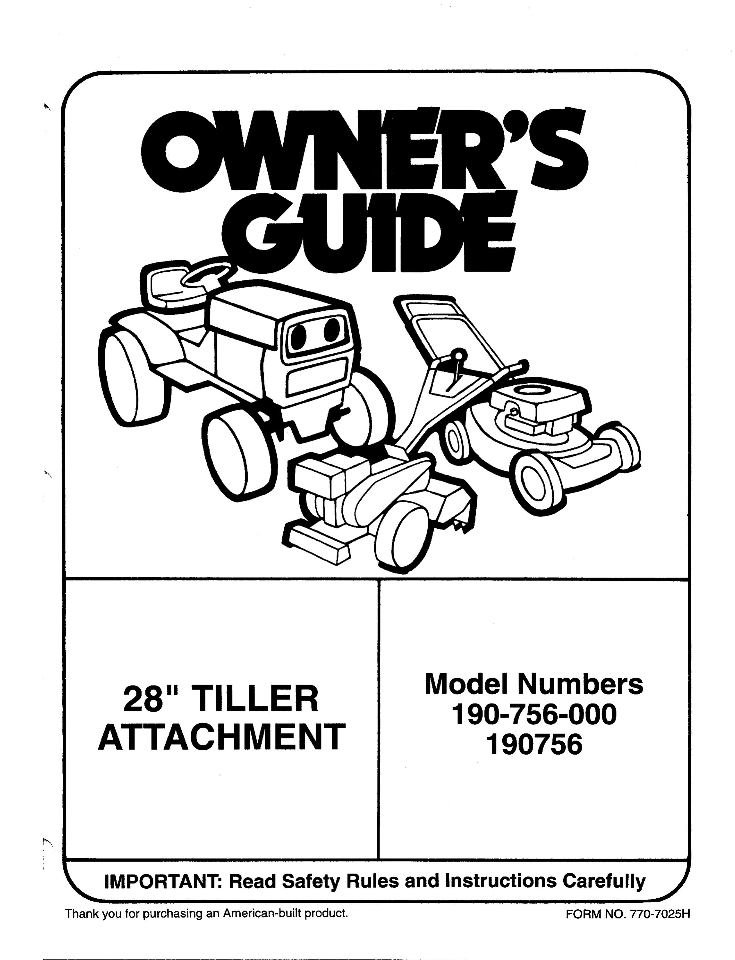 Bolens 190-756-00 Tiller User Manual