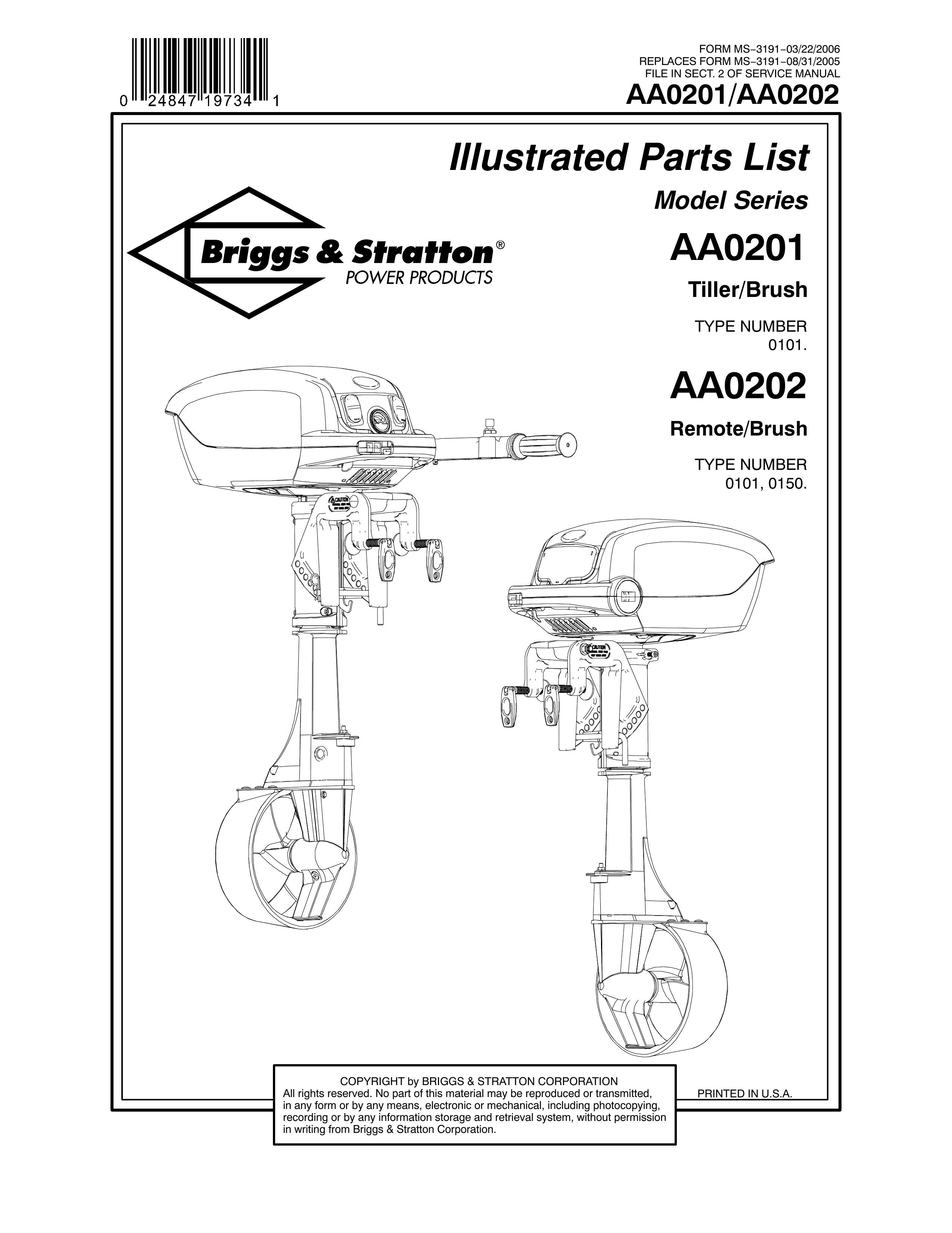 Briggs & Stratton AA0201 Tiller User Manual