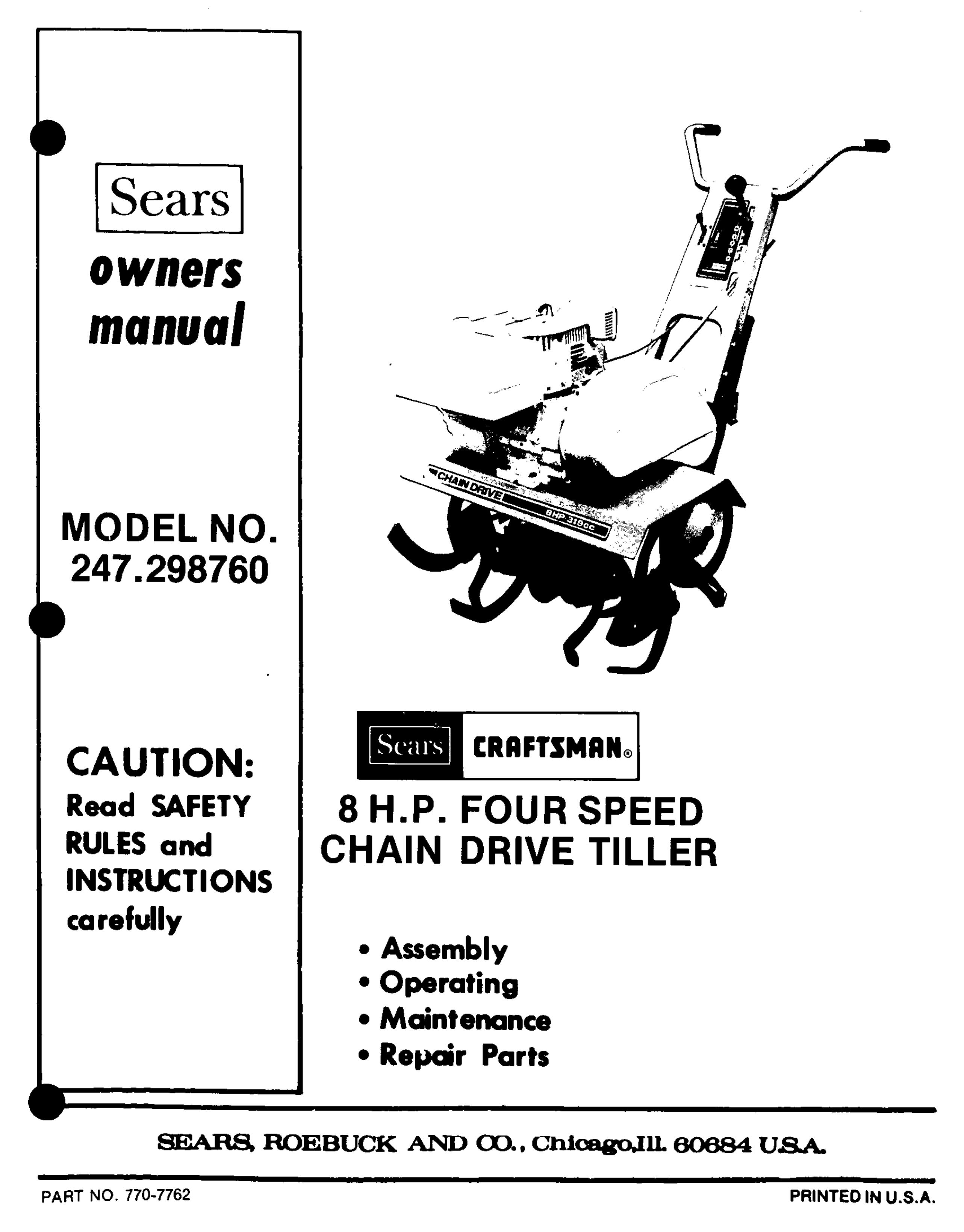 Craftsman 247.29876 Tiller User Manual