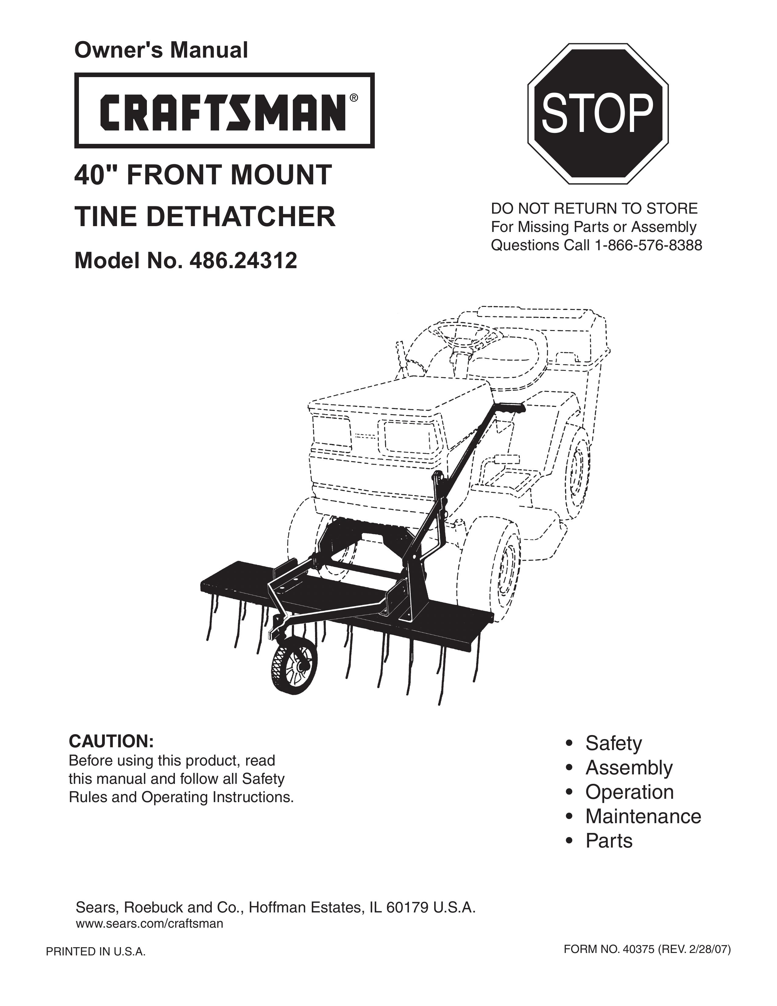 Craftsman 486.24312 Tiller User Manual
