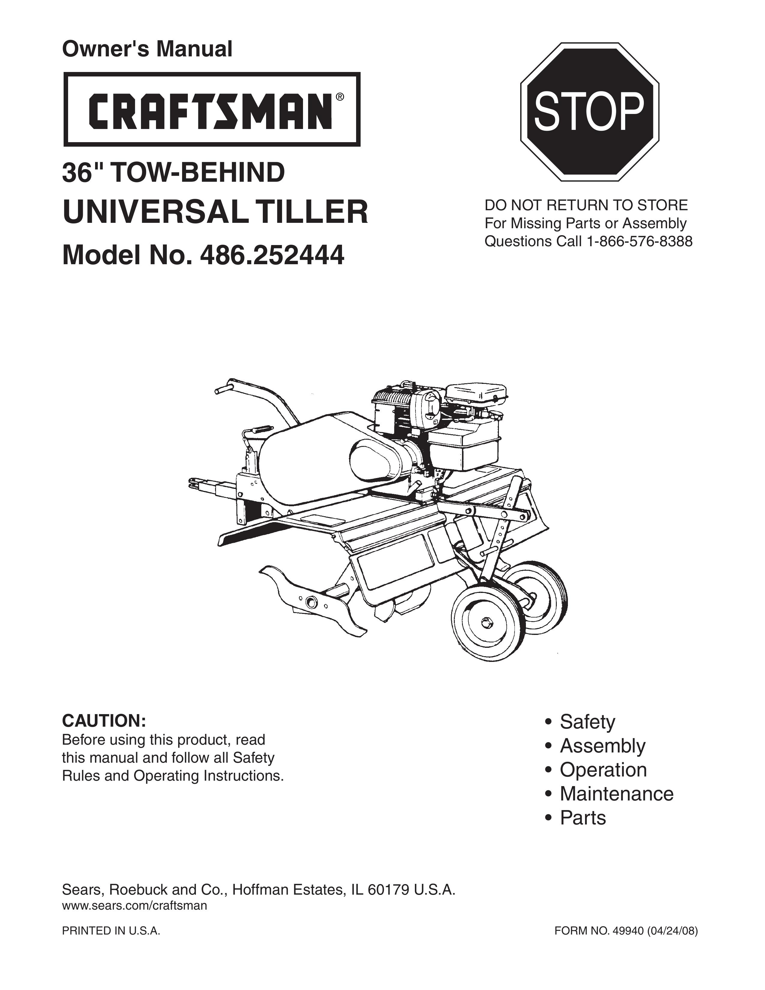 Craftsman 486.252444 Tiller User Manual