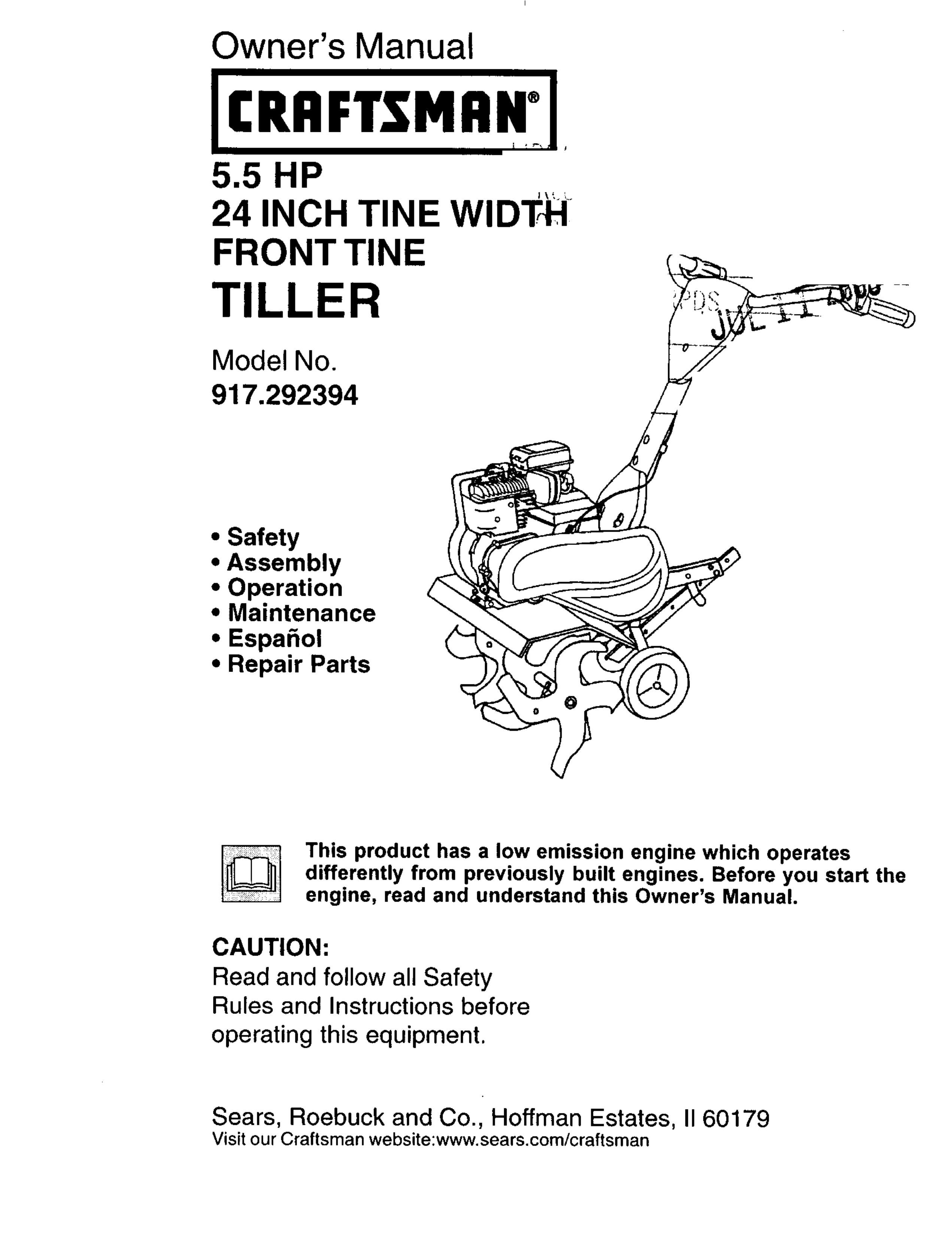 Craftsman 917.292394 Tiller User Manual