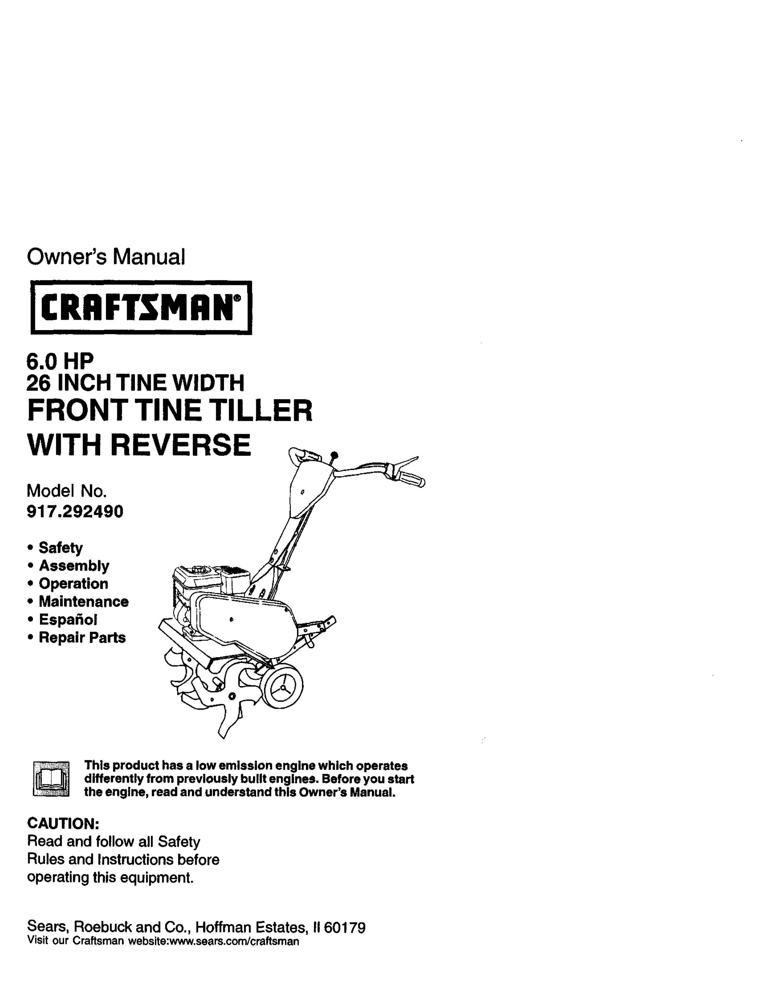 Craftsman 917.29249 Tiller User Manual