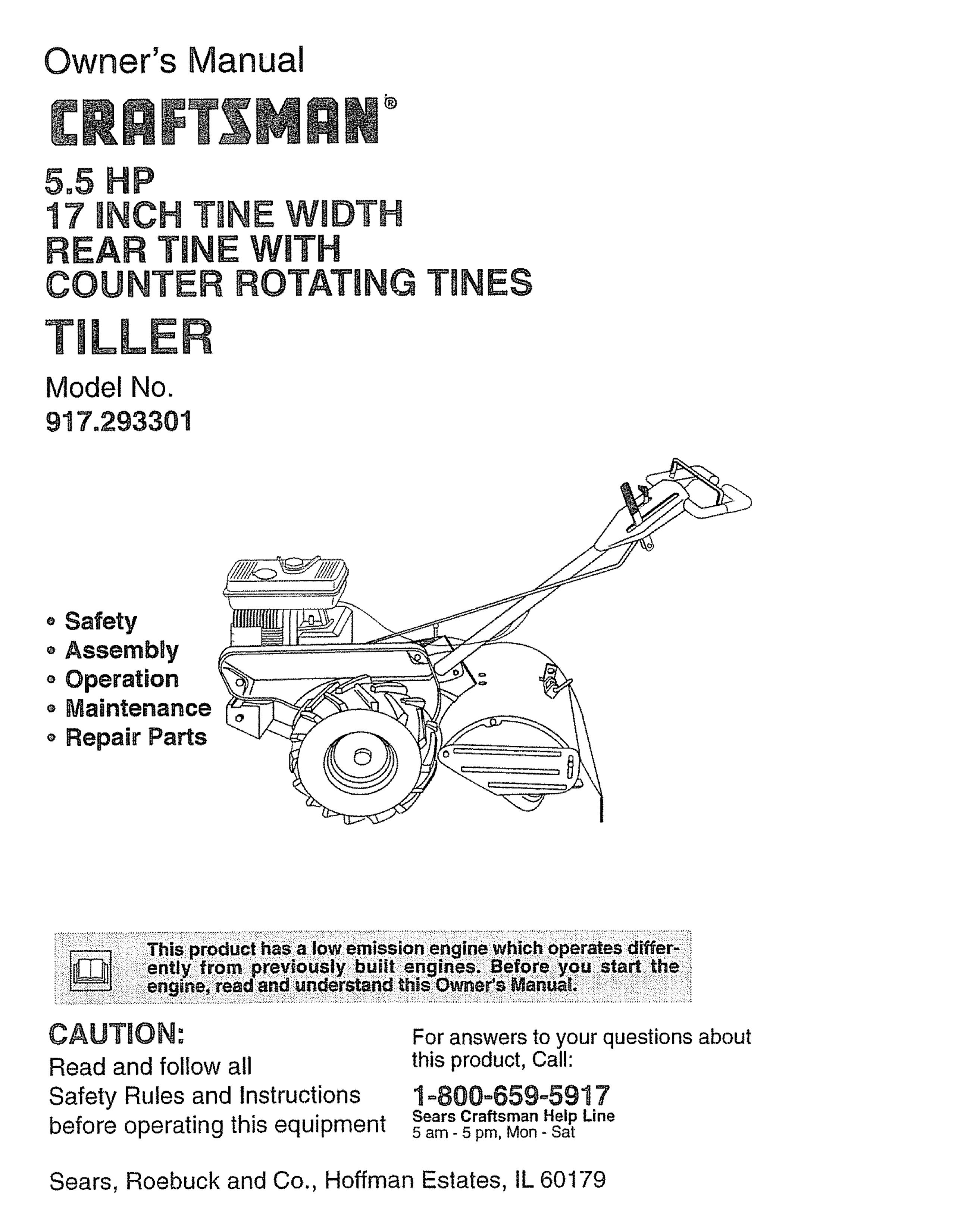 Craftsman 917.293301 Tiller User Manual