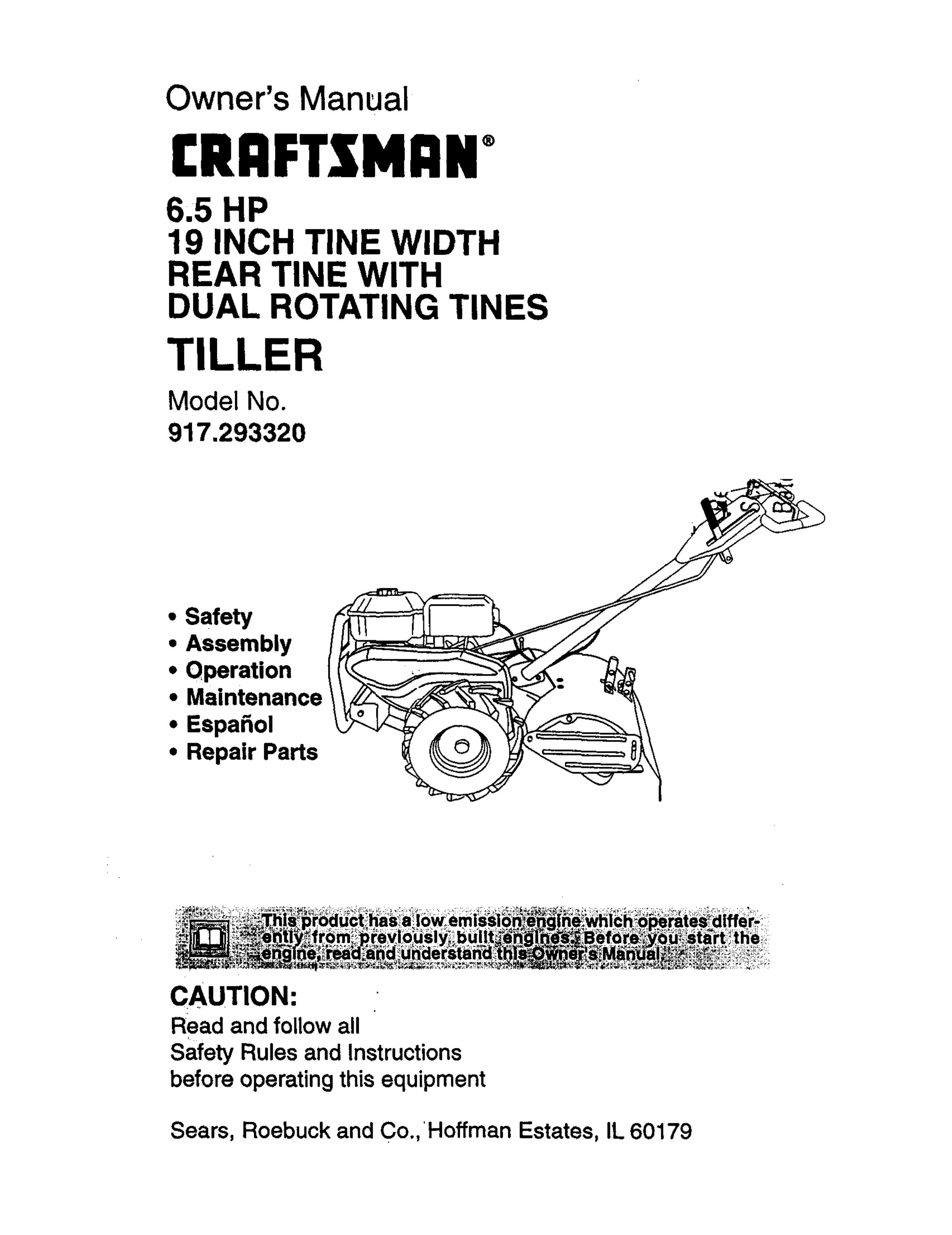 Craftsman 917.29332 Tiller User Manual