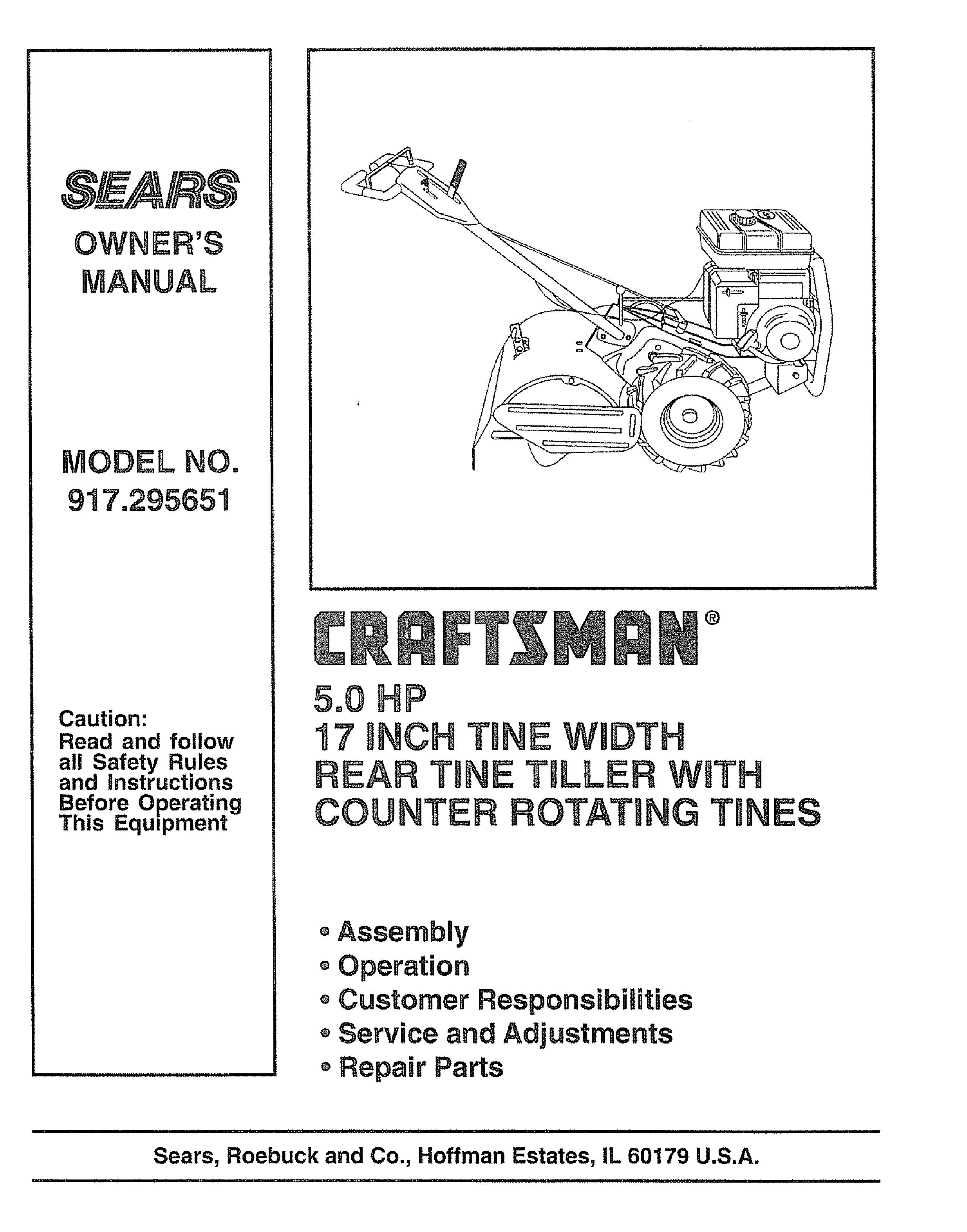 Craftsman 917.295651 Tiller User Manual