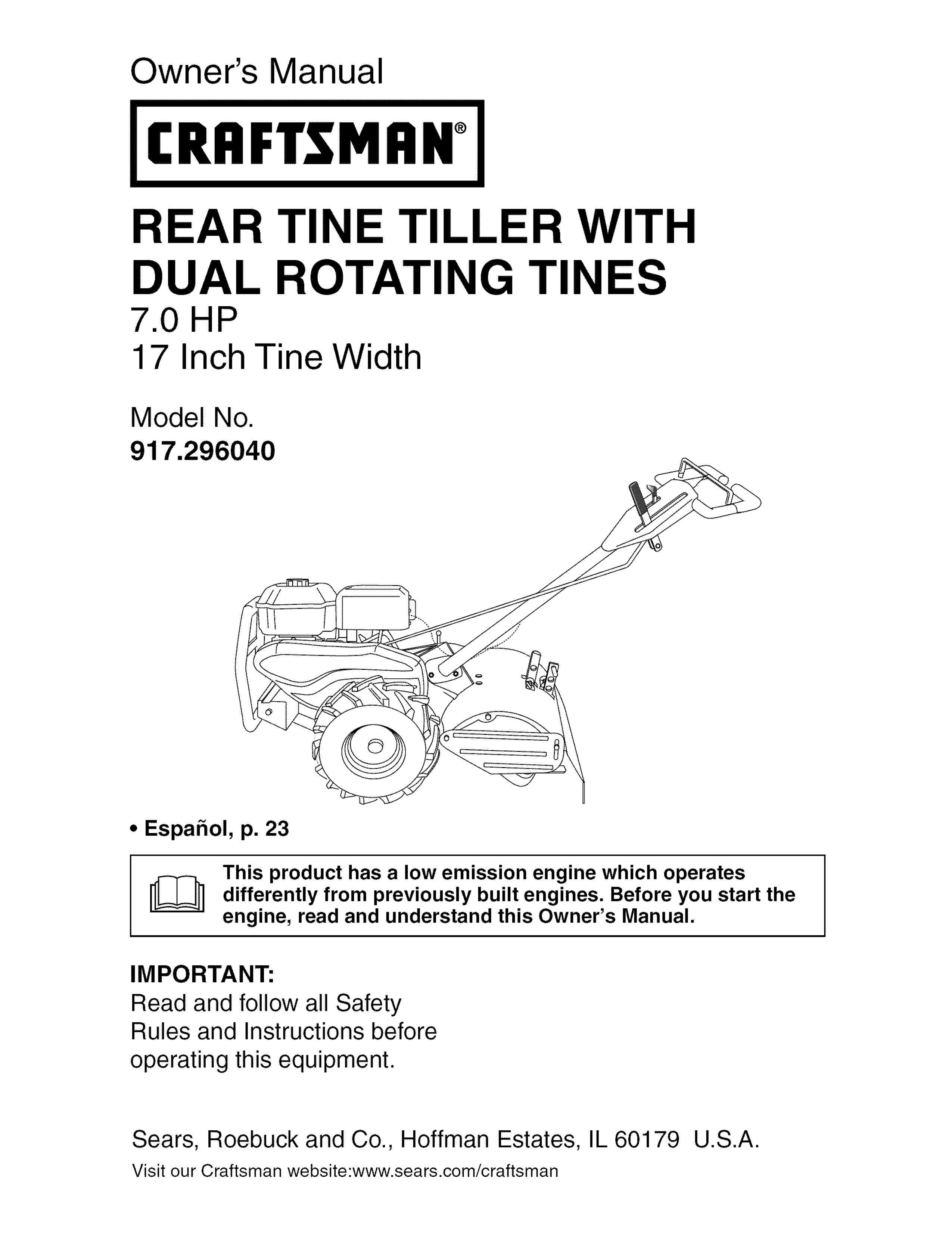 Craftsman 917.29604 Tiller User Manual