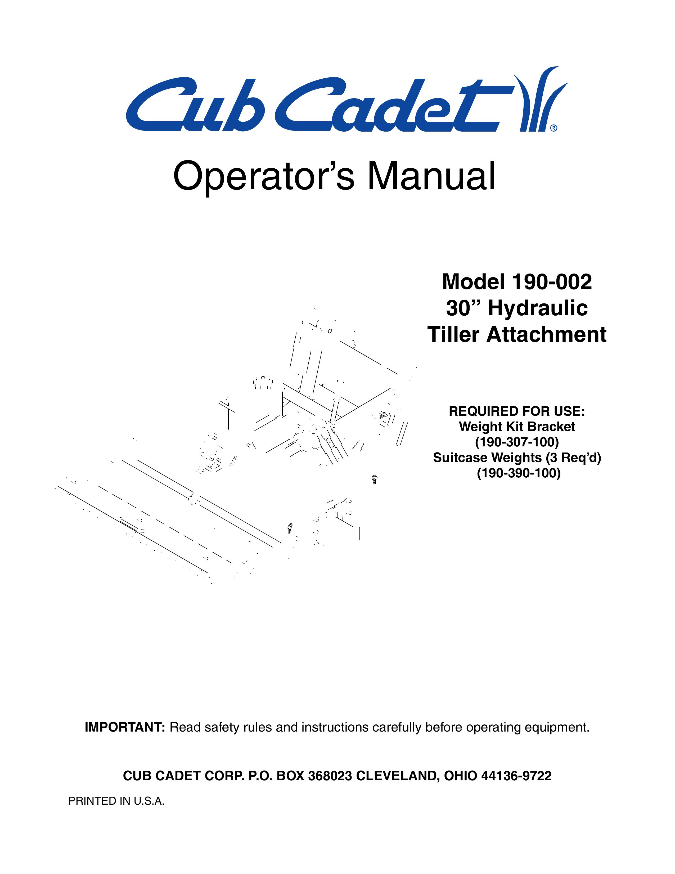 Cub Cadet 190-002 Tiller User Manual