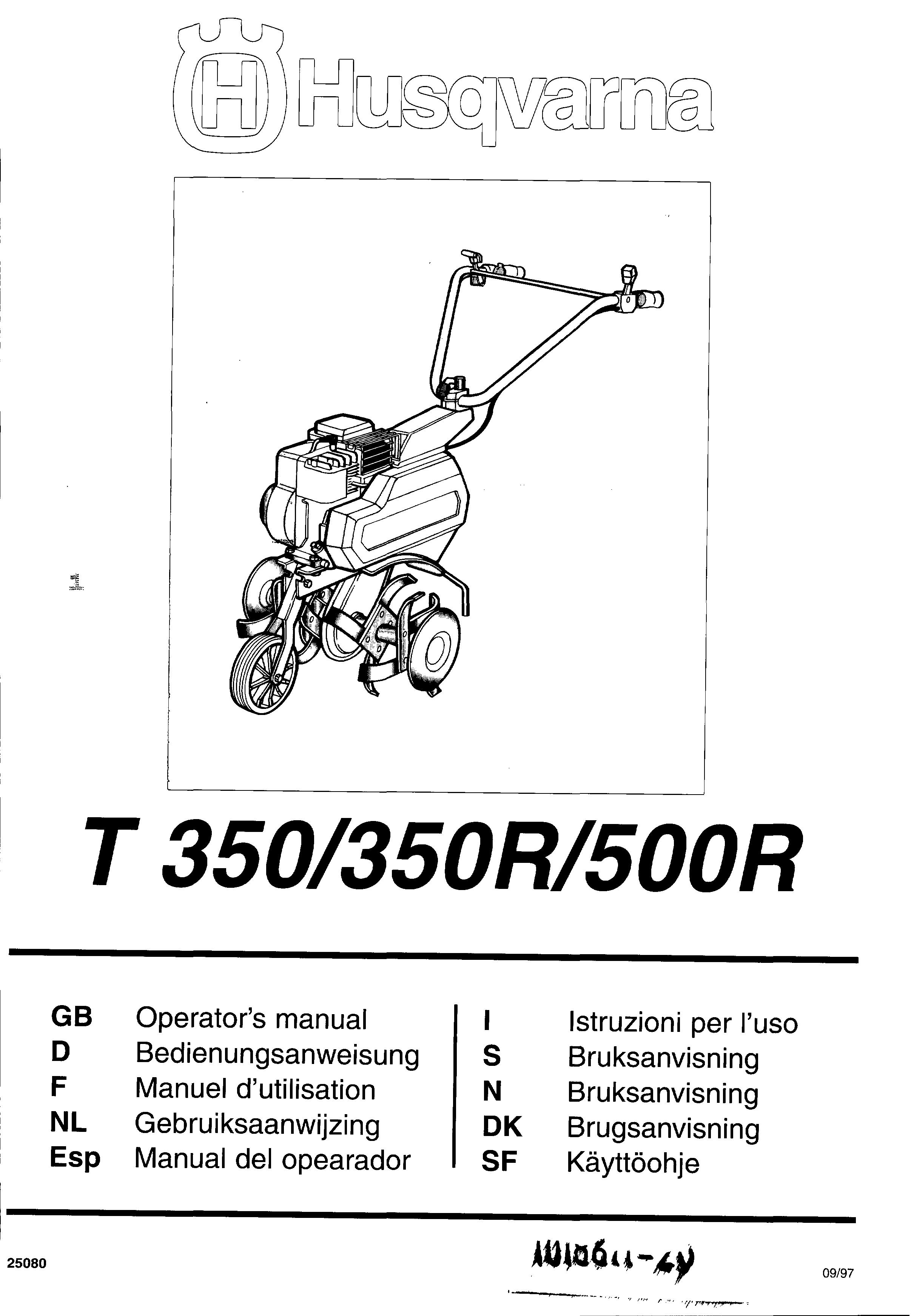 Husqvarna T 350R Tiller User Manual