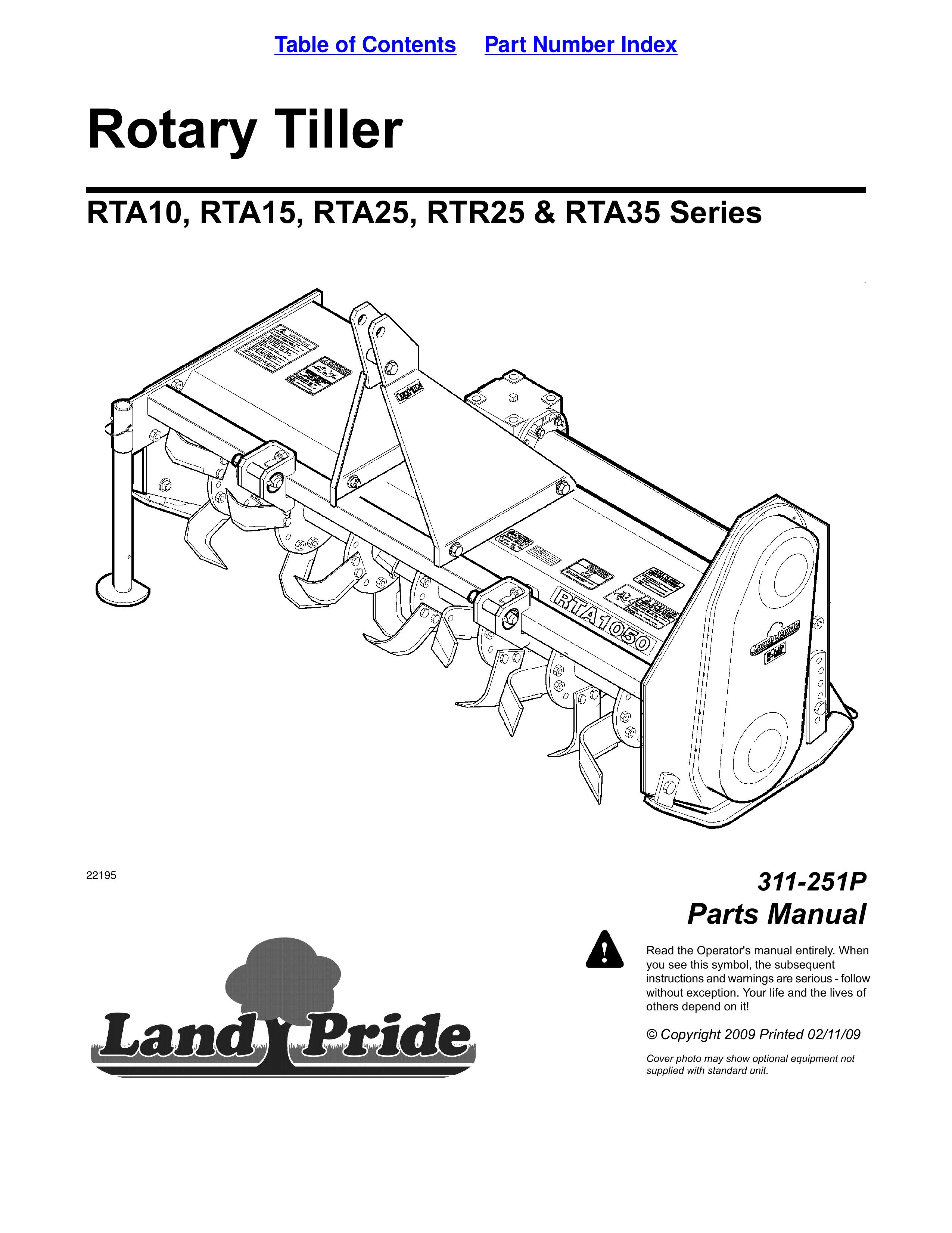 Land Pride RTA10 Tiller User Manual