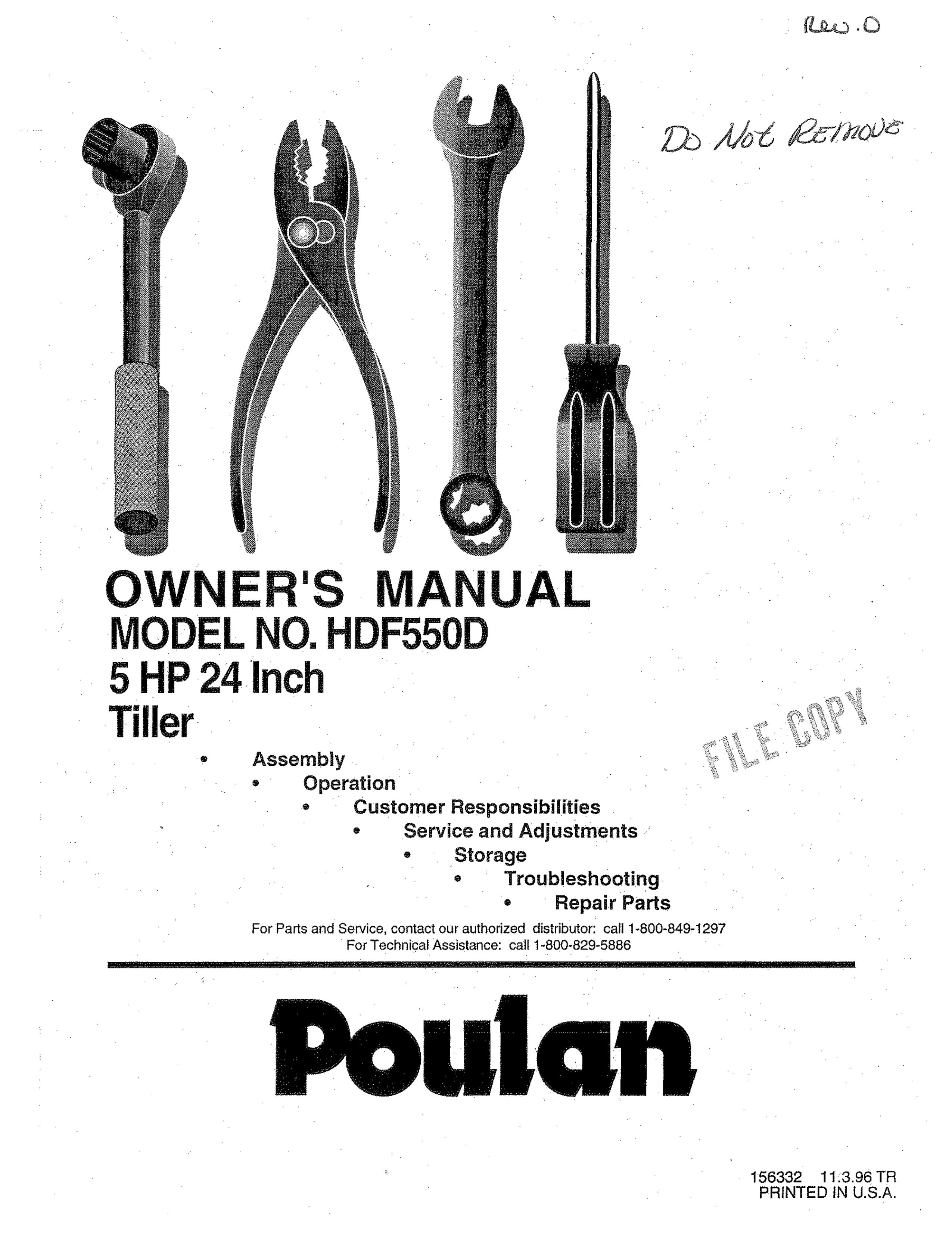Poulan 156332 Tiller User Manual