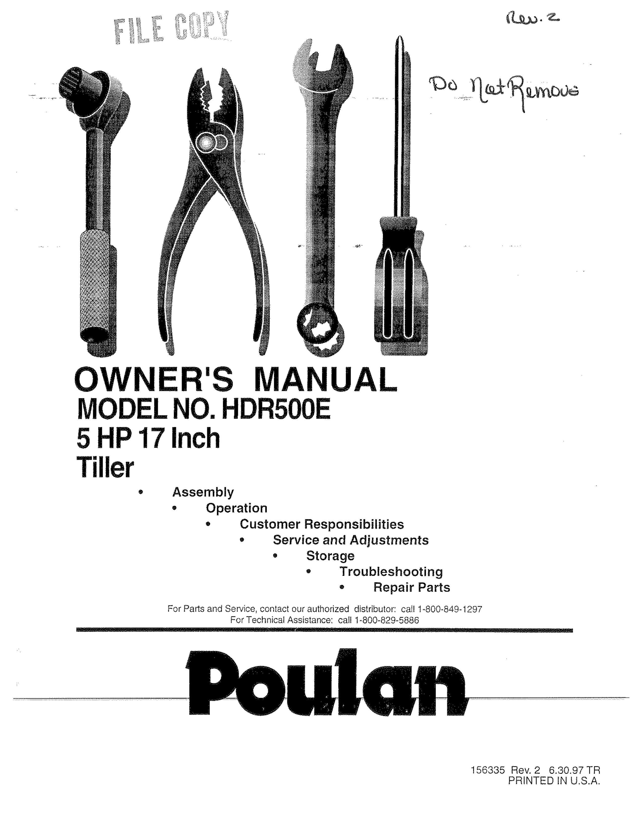 Poulan 156335 Tiller User Manual
