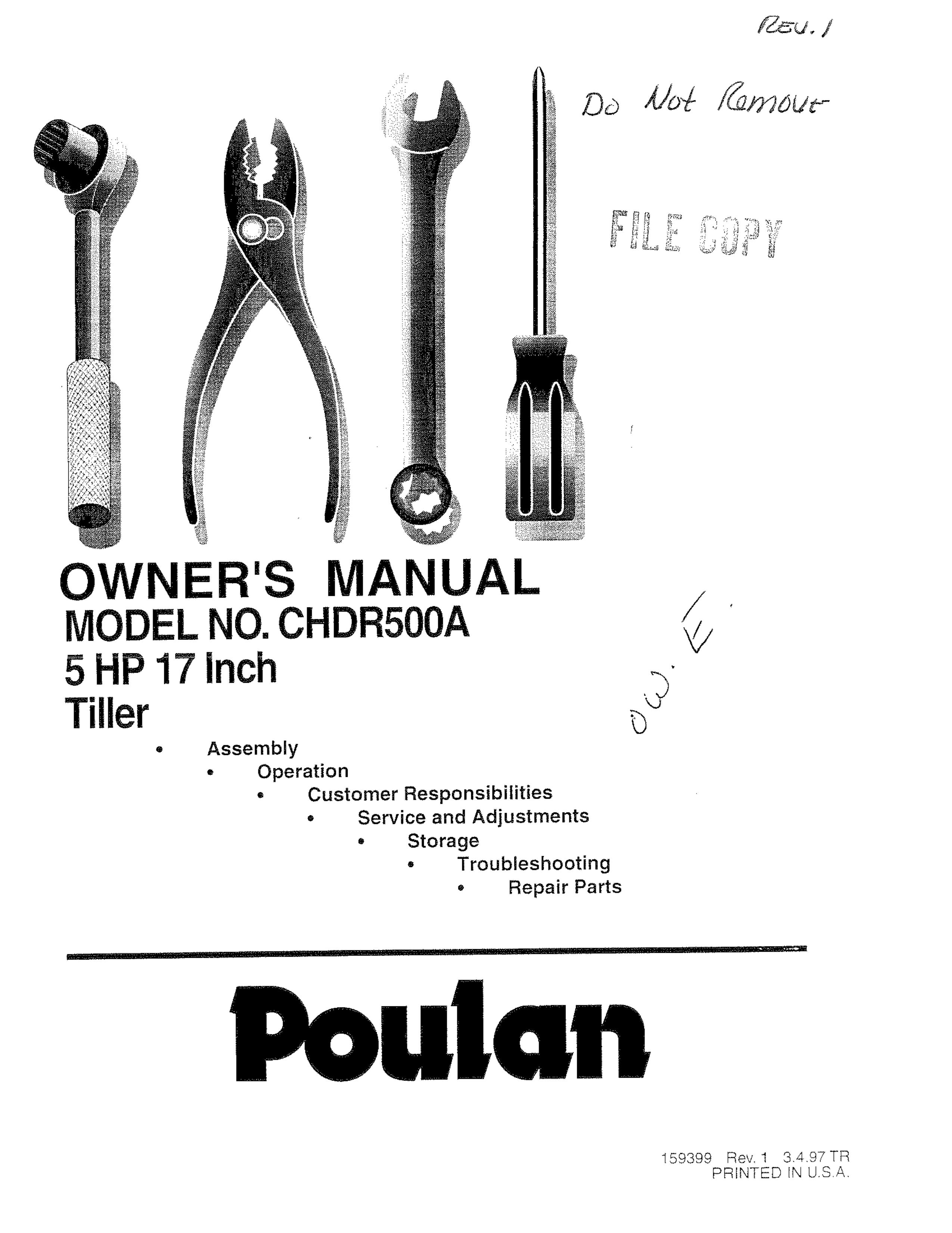 Poulan 159399 Tiller User Manual