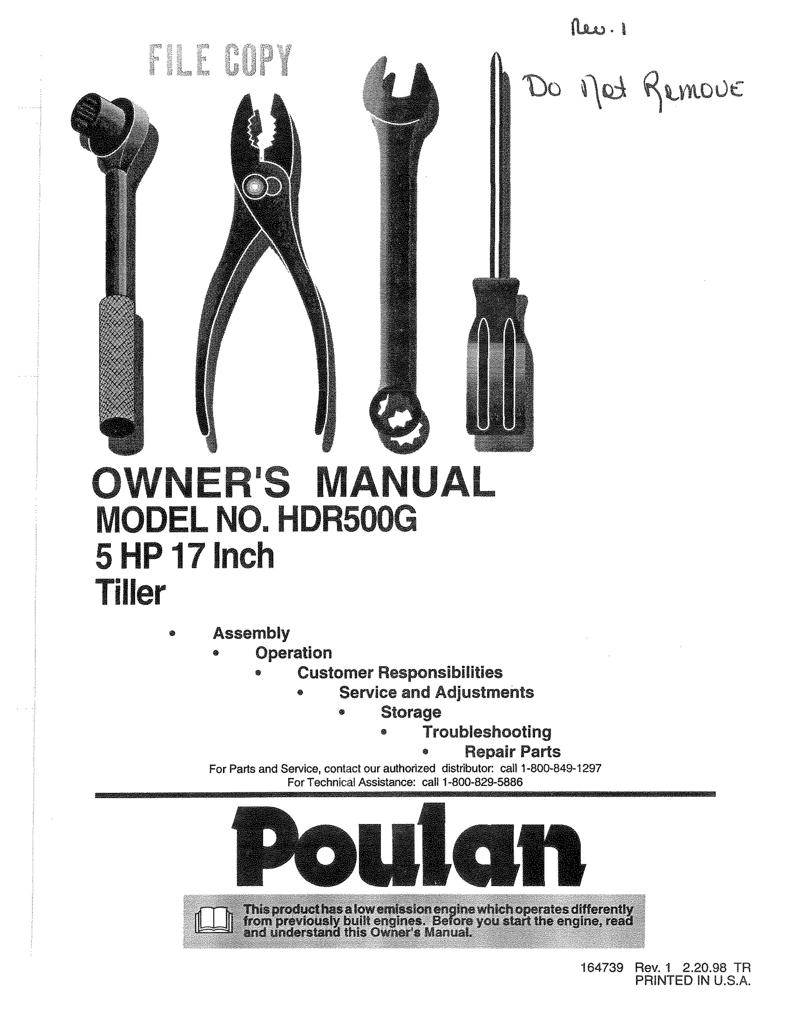 Poulan 164739 Tiller User Manual