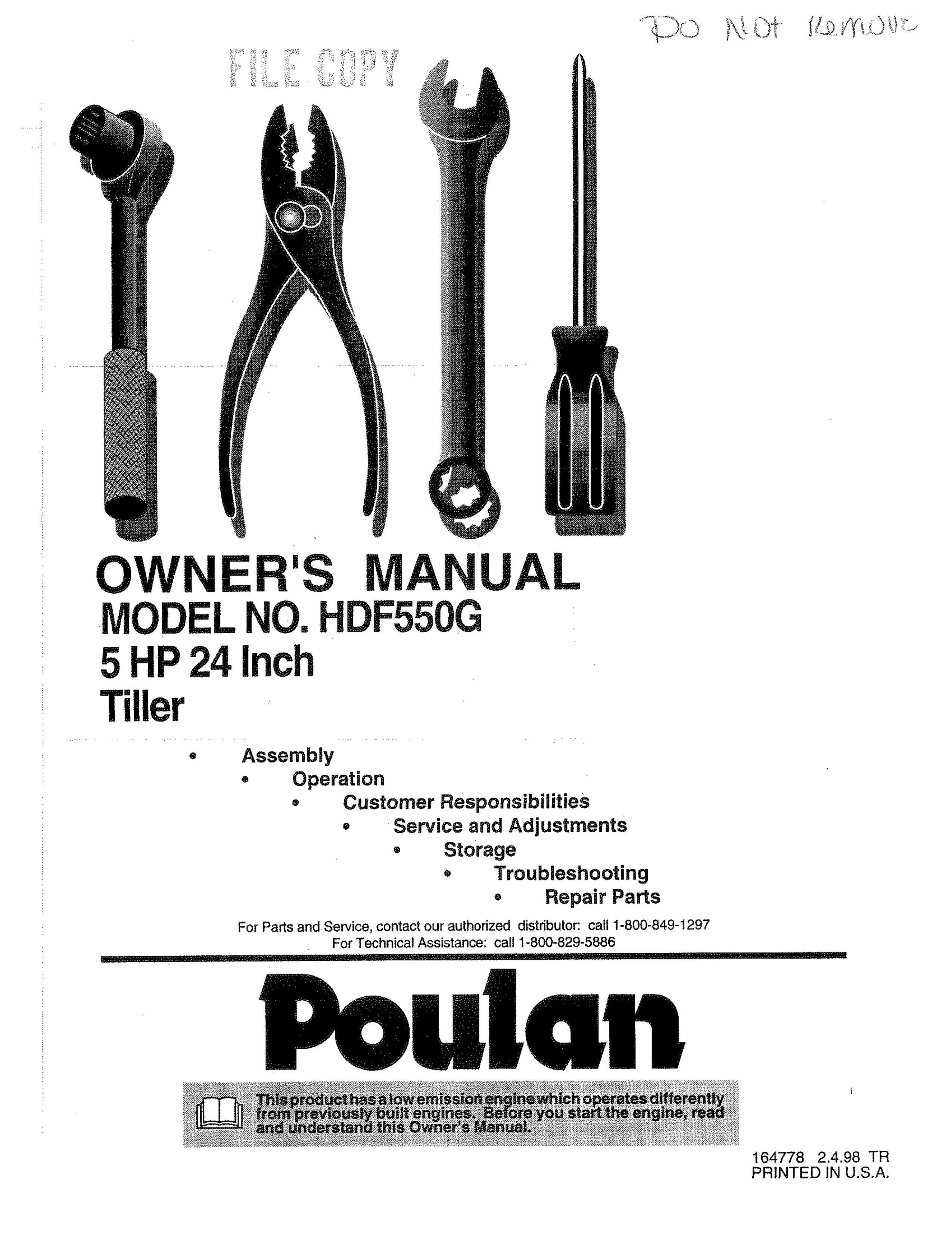 Poulan 164778 Tiller User Manual